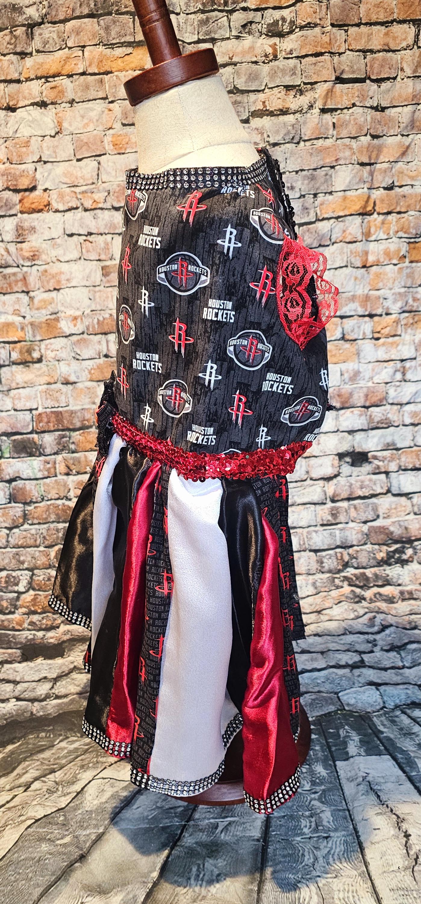 Houston Rockets pet dress, Houston rockets dog dress, Houston rockets cat dress, Rockets basketball pet dress, rockets pet clothes