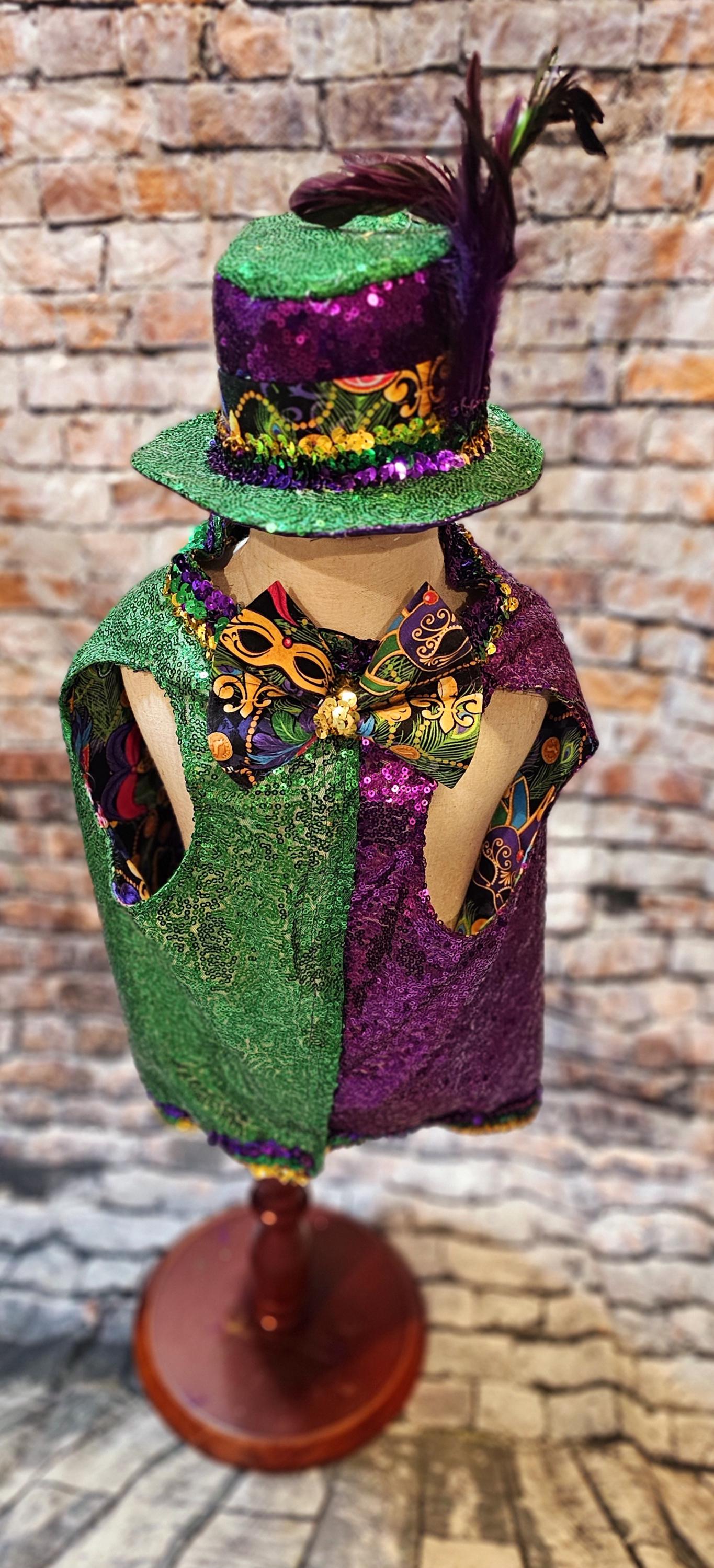 Sequin Mardi Gras pet vest and hat, fat tuesday pet vest, mardi gras pet costume, mardi gras dog vest and hat, mardi gras cat vest, fat tuesday dog