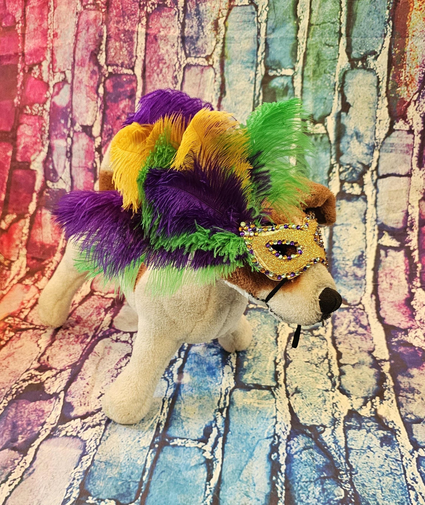 Mardi Gras Pet Masks, Mardi Gras Dog Mask, Fat Tuesday pet, feather pet mask