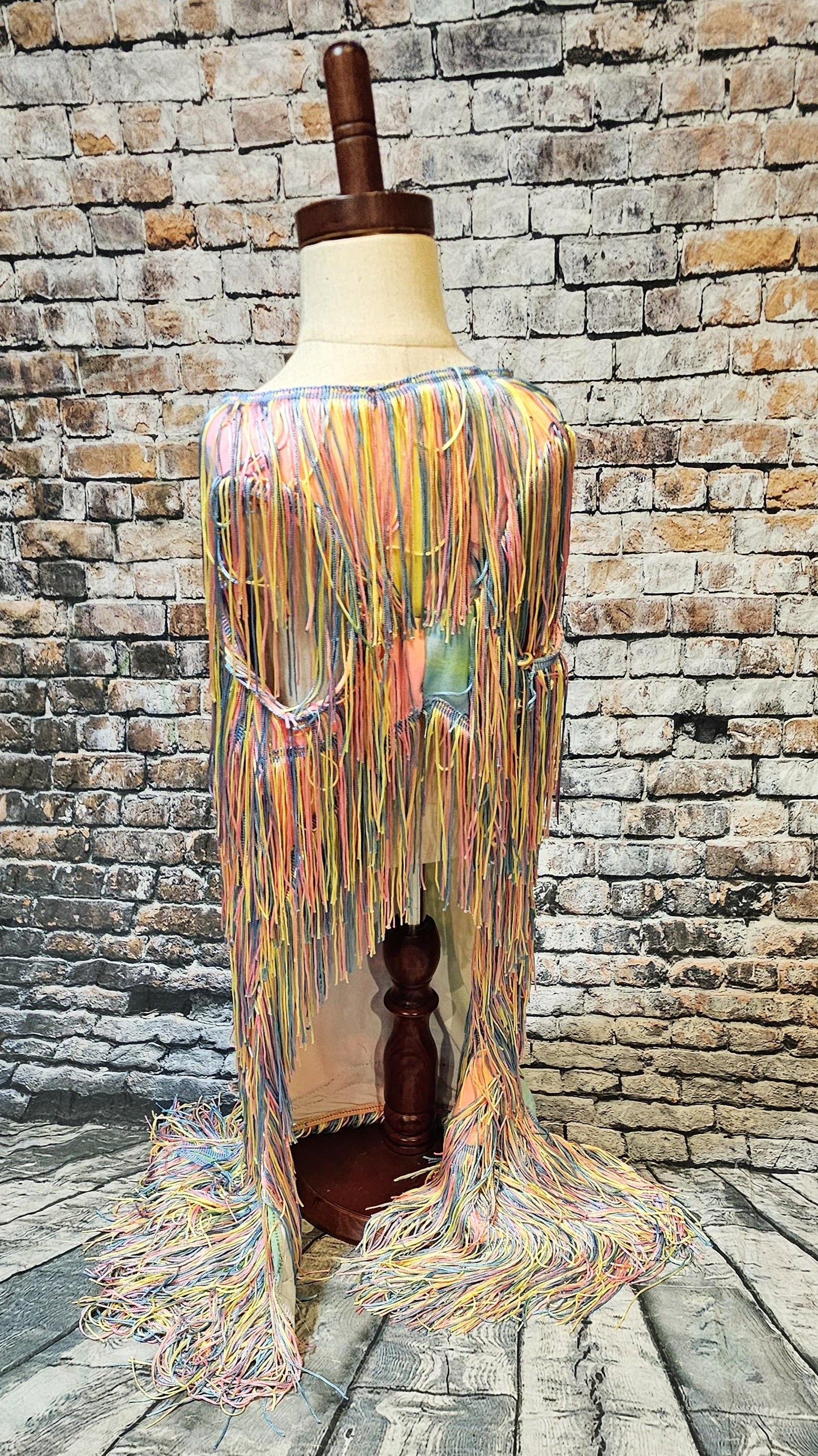 Tie-Dye tassel pet dress, Easter egg pet dress, 70s fringe pet costume, Tie-dye fringe pet costume, fringe dog costume, Tie dye cat dress
