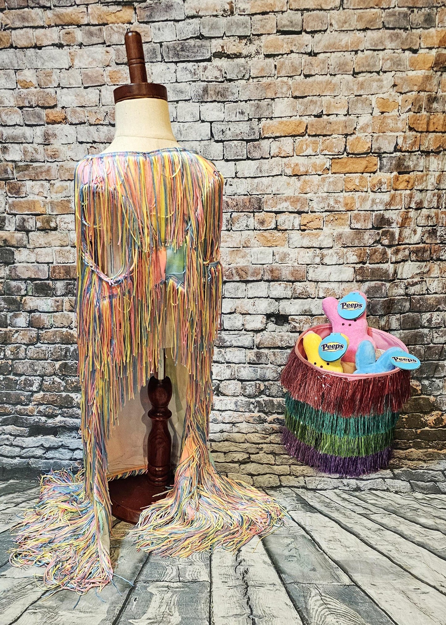 Tie-Dye tassel pet dress, Easter egg pet dress, 70s fringe pet costume, Tie-dye fringe pet costume, fringe dog costume, Tie dye cat dress