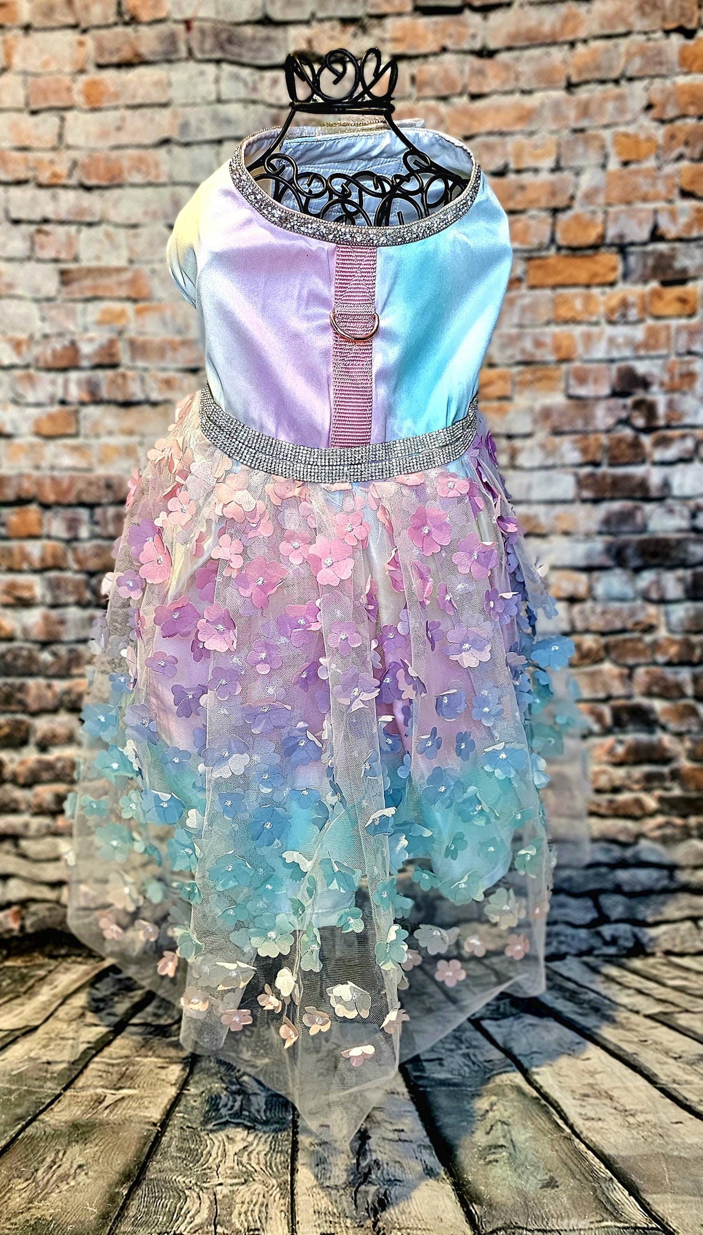 Flower pet dress, flower dog dress, flower cat dress, pastel pet dress, special occasion pet dress, couture pet dress, 3D flower pet dress