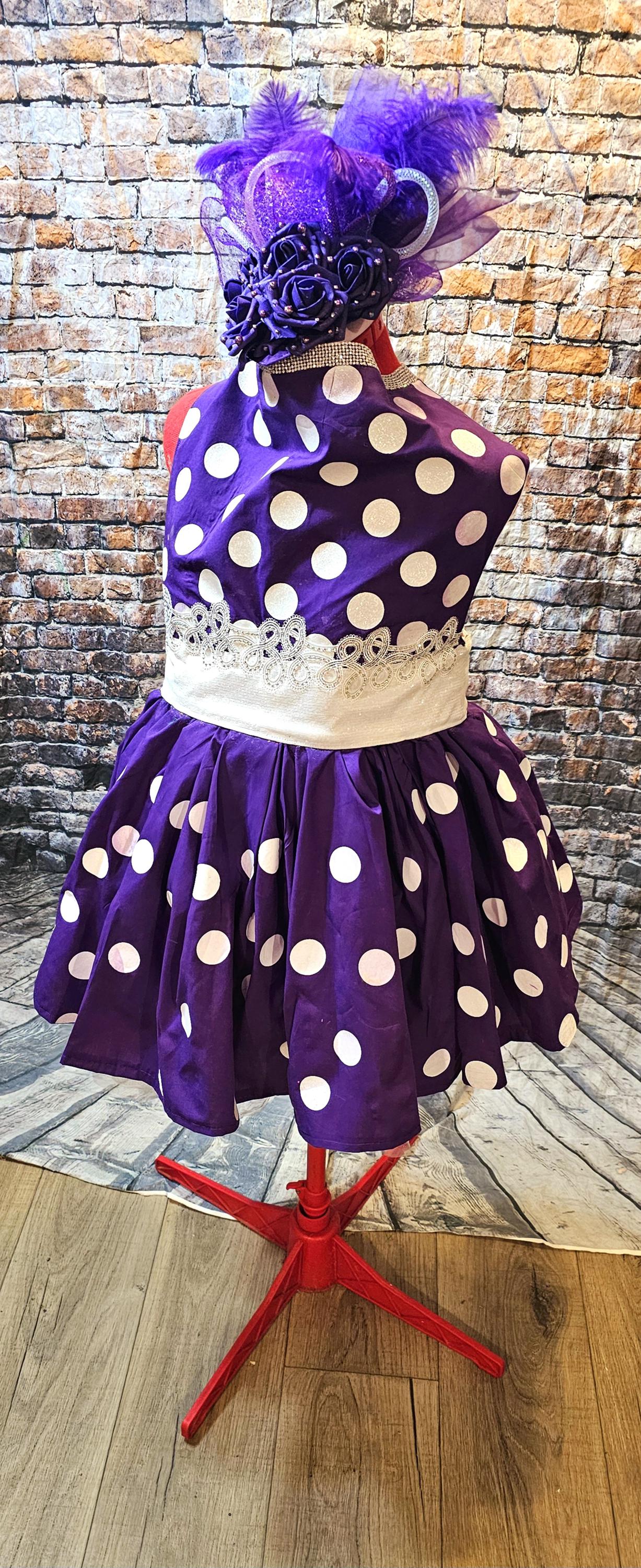 Polka dot pet dress, Kentucky derby pet dress and hat, Kentucky derby dog dress and hat, derby pet polka dot costume, polka dot cat dress