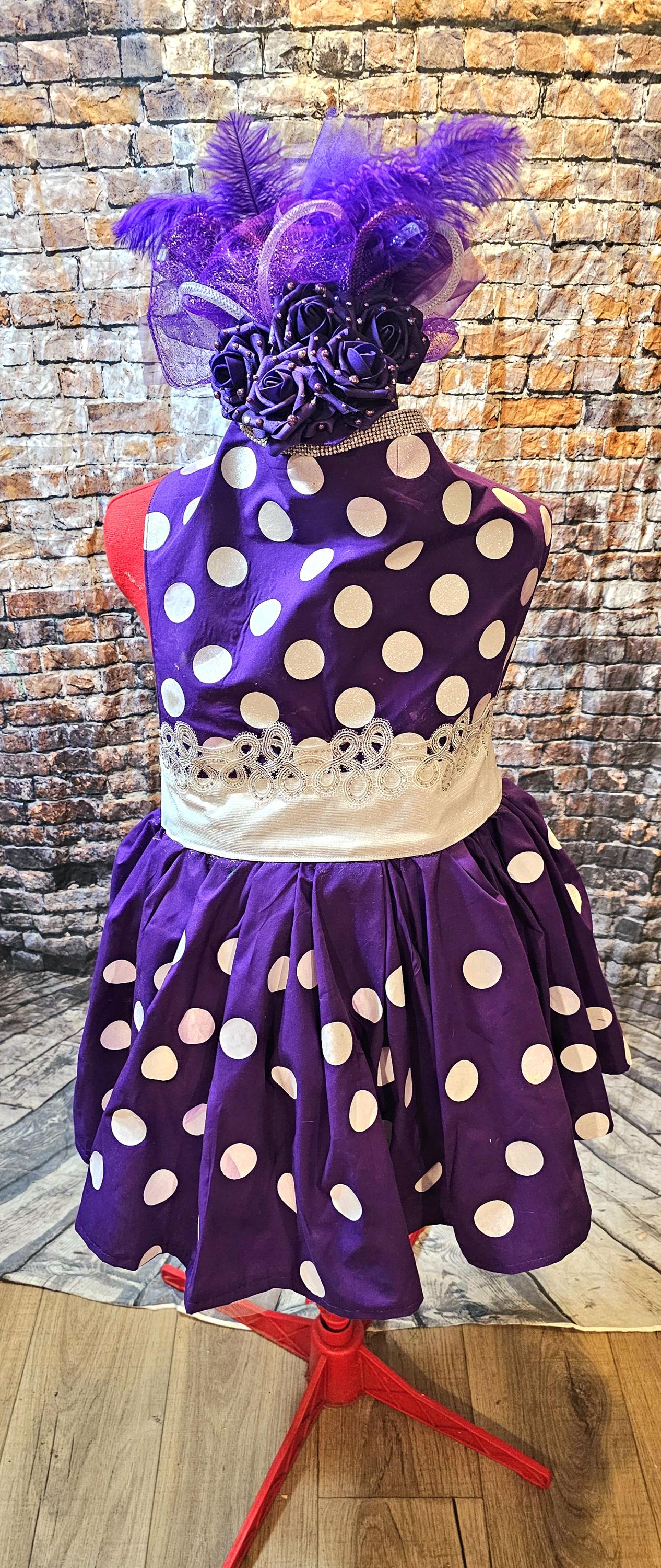 Polka dot pet dress, Kentucky derby pet dress and hat, Kentucky derby dog dress and hat, derby pet polka dot costume, polka dot cat dress