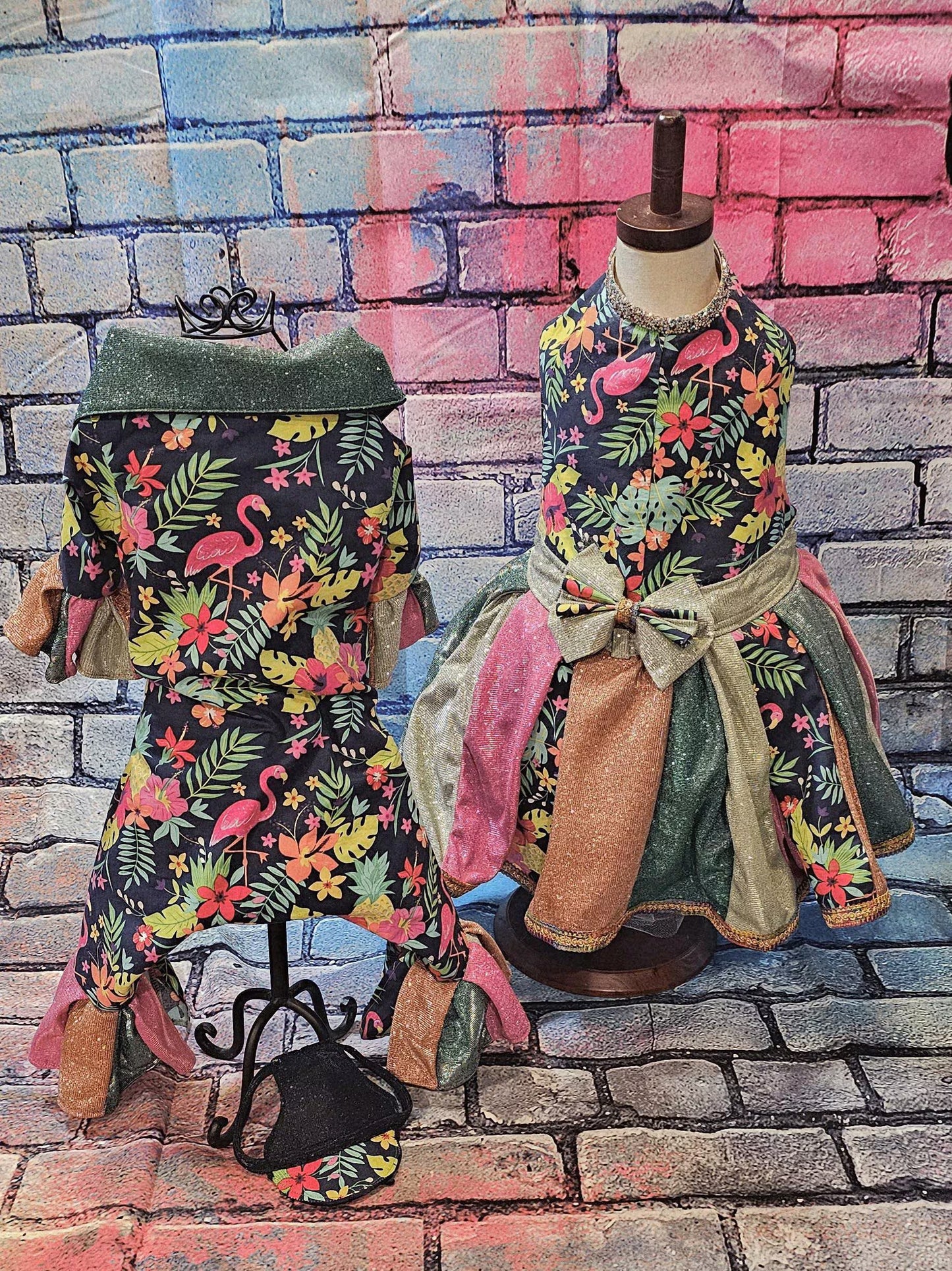 - Hawaiian pet dress, Hawaiian glitter dog dress, Hawaiian cat dress