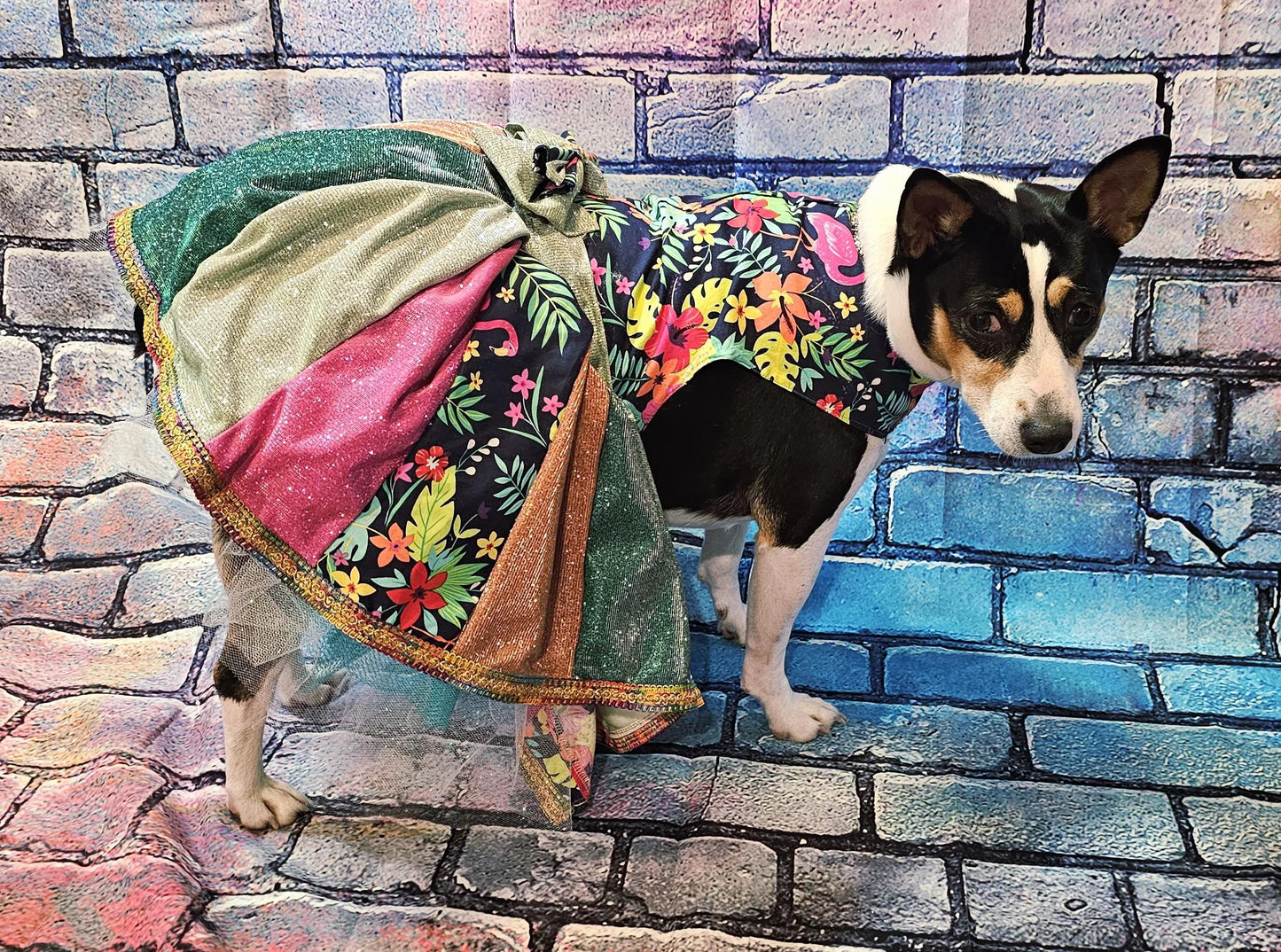 - Hawaiian pet dress, Hawaiian glitter dog dress, Hawaiian cat dress