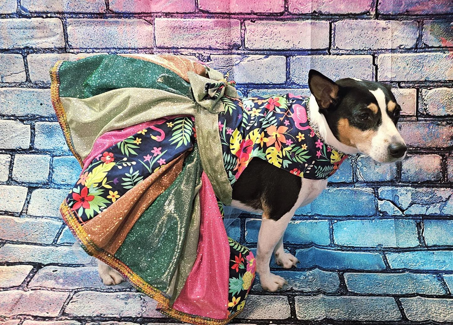 - Hawaiian pet dress, Hawaiian glitter dog dress, Hawaiian cat dress