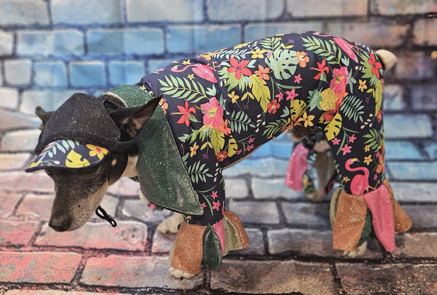 - Hawaiian pet costume, Hawaiian sequin dog costume, Tropical pet costume