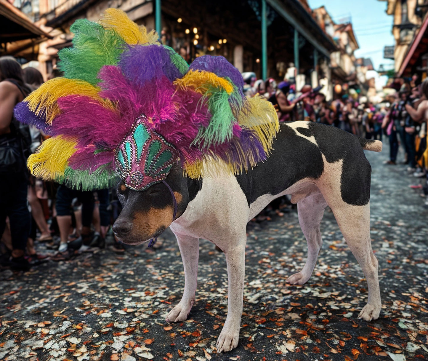 Mardi Gras pet feather showgirl headress, carnival feather pet headress