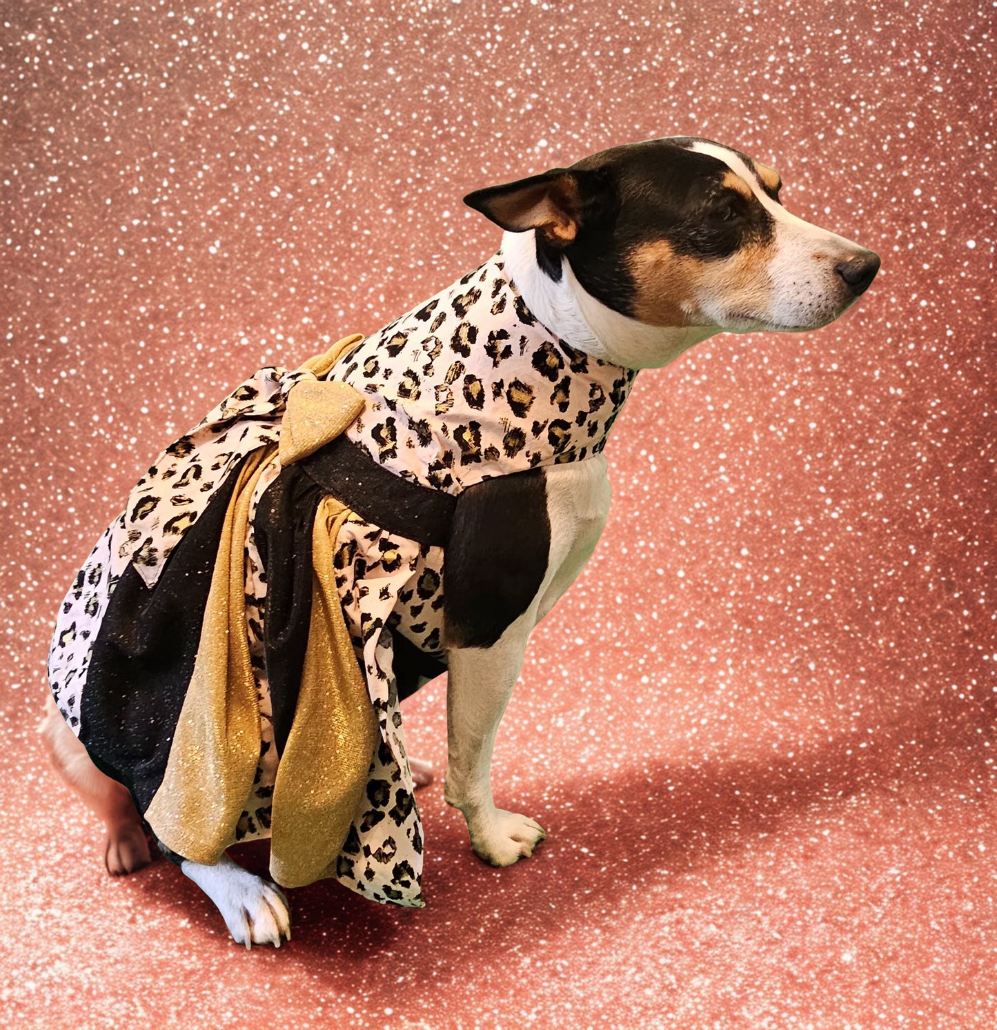 Pink leopard glitter pet dress, leopard dog dress