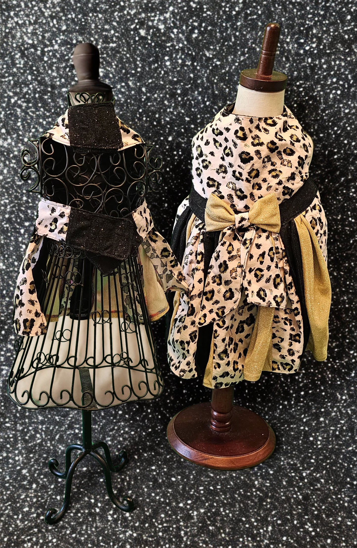 Pink leopard glitter pet dress, leopard dog dress