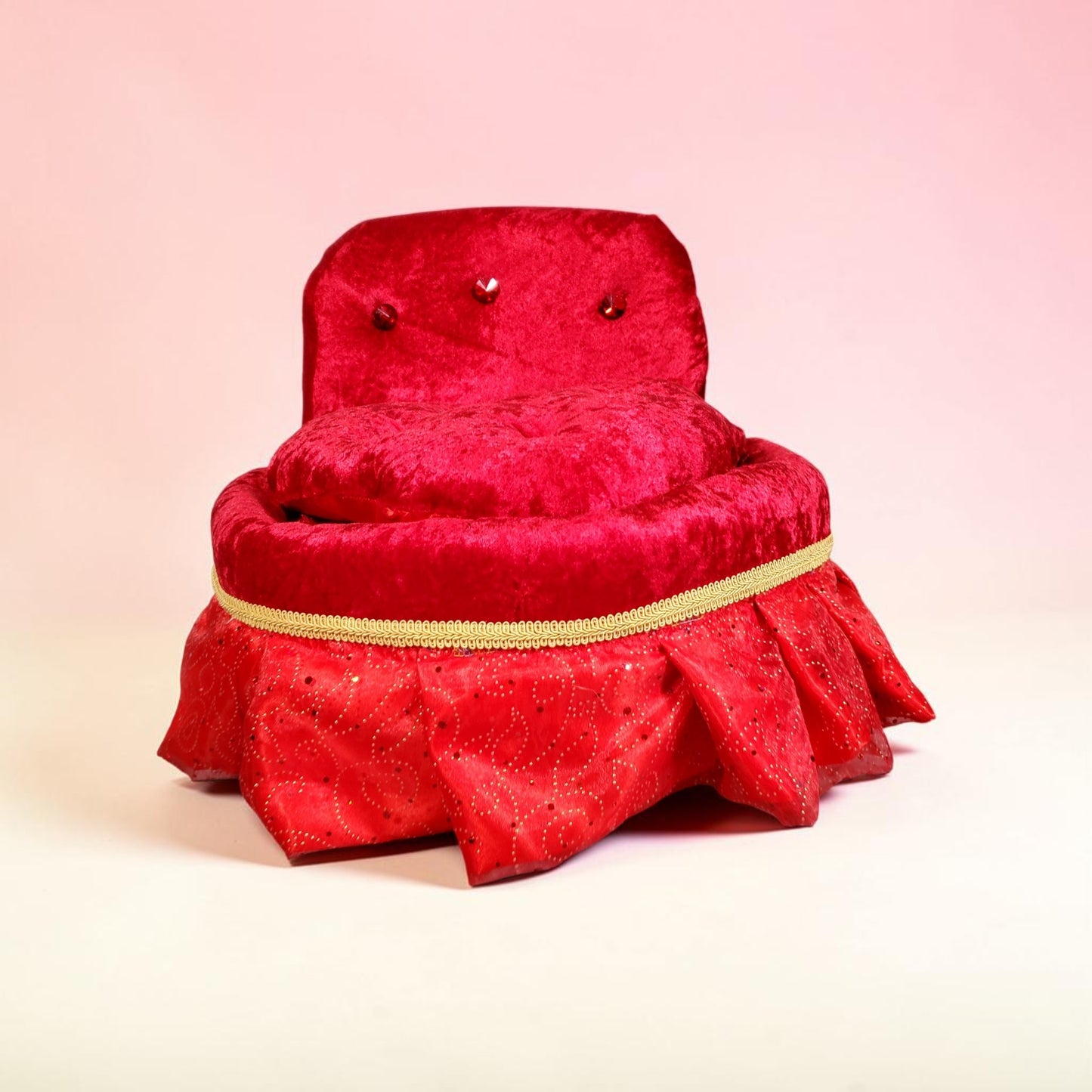 Royalty pet bed, velvet pet bed, royalty pet furniture, luxury red round pet bed