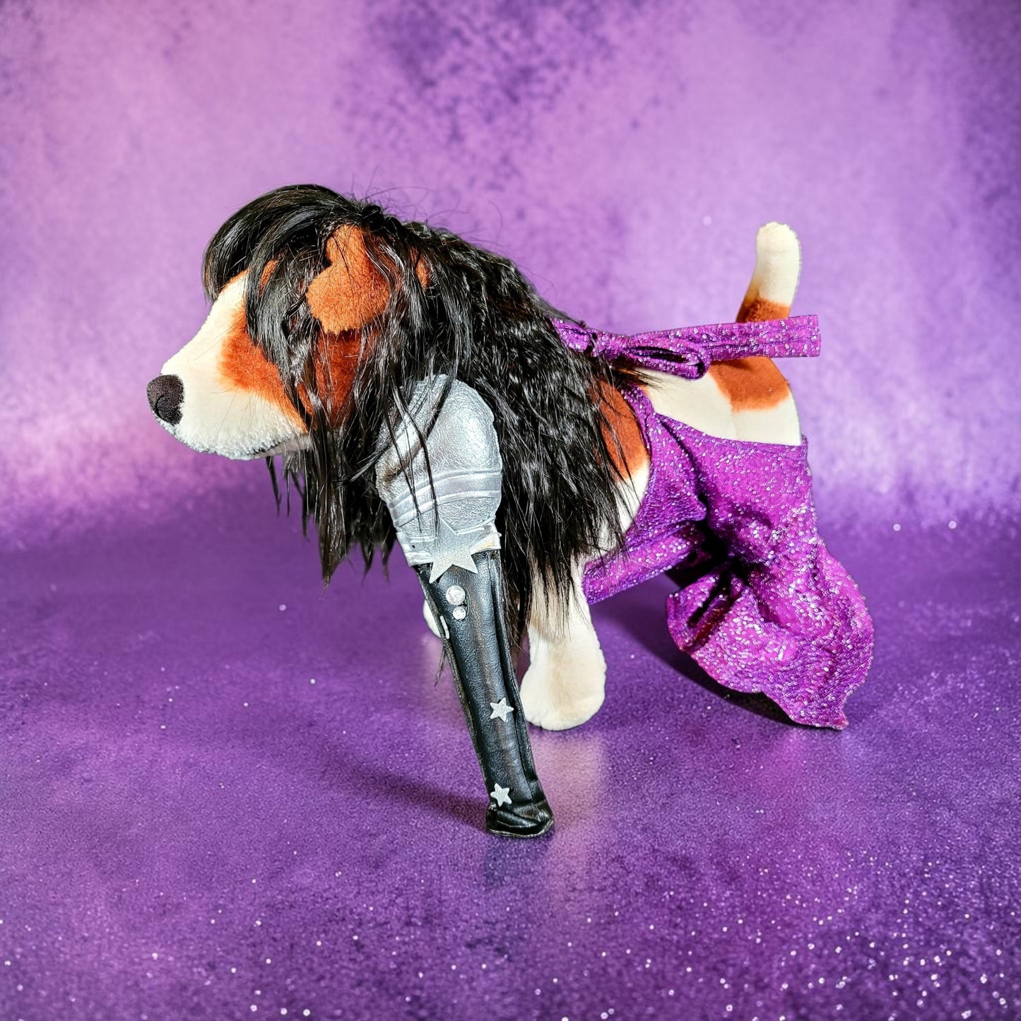 Selena replica Pet Costume, Selena Dog costume, Selena Iconic purple pet costume, Selena purple jumpsuit pet dog cat costume, wig selena