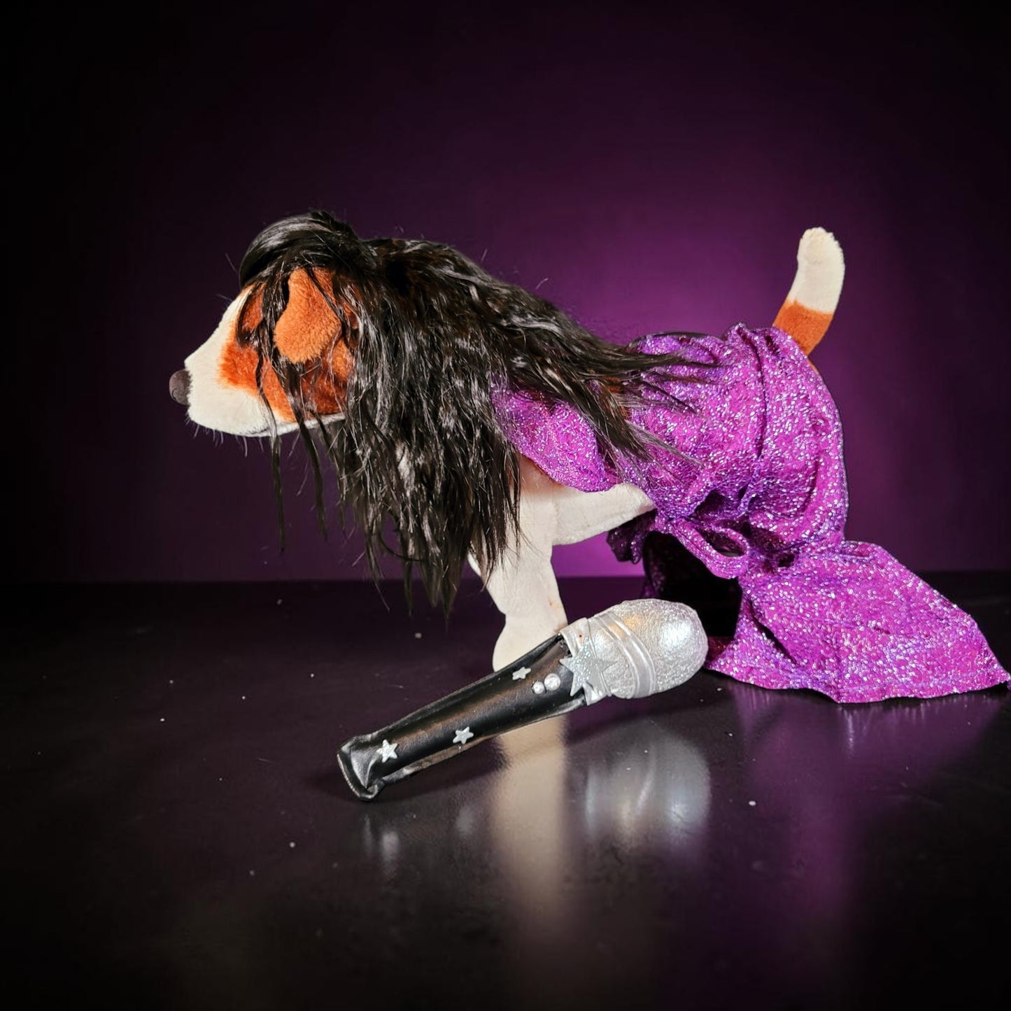 Selena replica Pet Costume, Selena Dog costume, Selena Iconic purple pet costume, Selena purple jumpsuit pet dog cat costume, wig selena