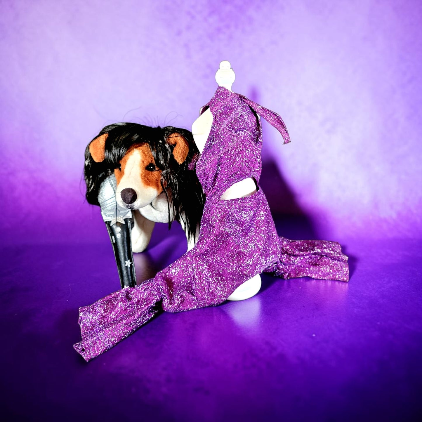 Selena replica Pet Costume, Selena Dog costume, Selena Iconic purple pet costume, Selena purple jumpsuit pet dog cat costume, wig selena