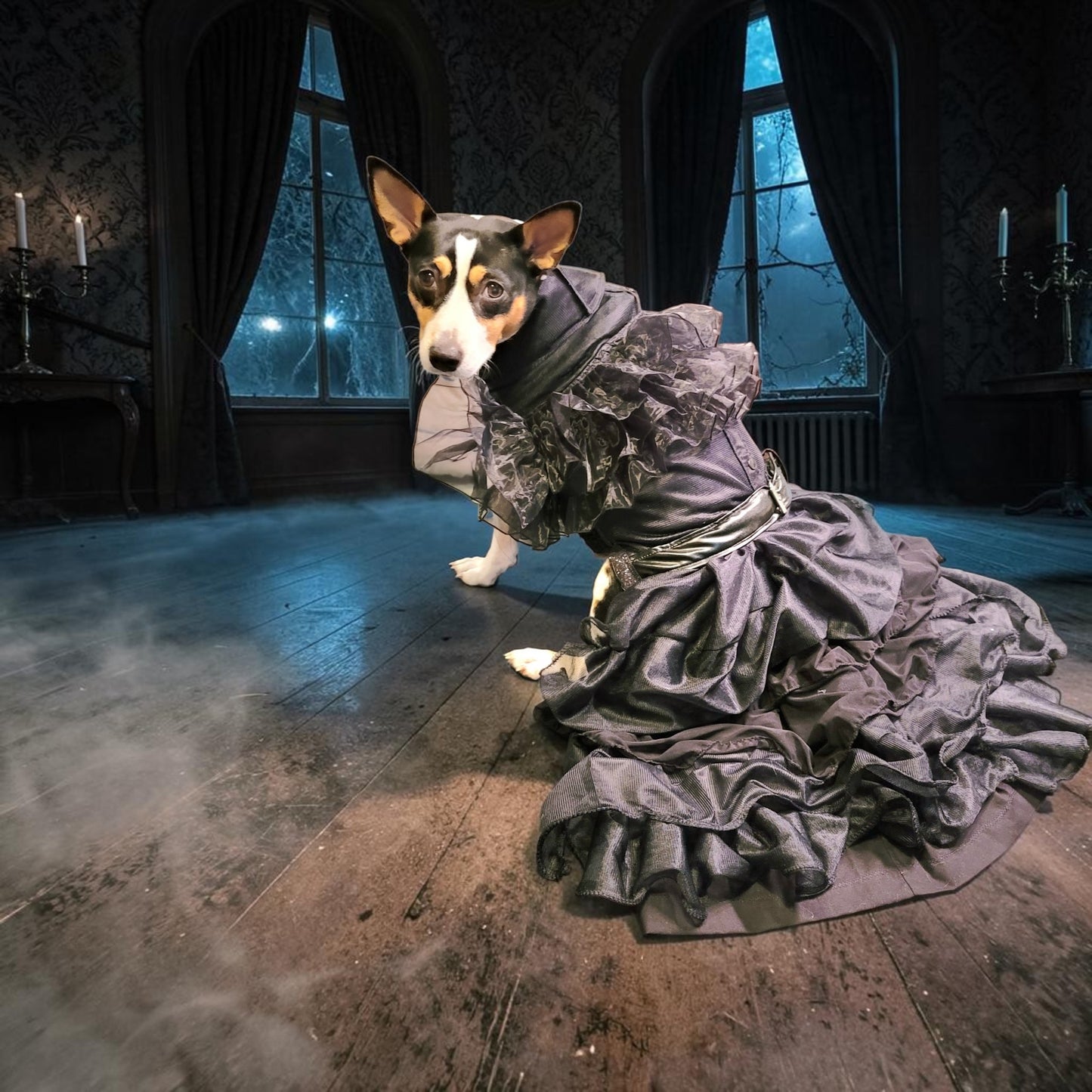 Wednesday Raven Pet Prom dress, Wednesday Pet Costume, Wednesday Raven Dog dress