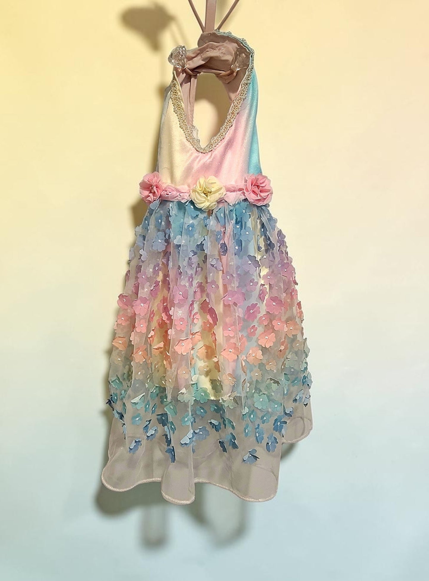 Flower pet dress, flower dog dress, flower cat dress, pastel pet dress, special occasion pet dress, couture pet dress, 3D flower pet dress