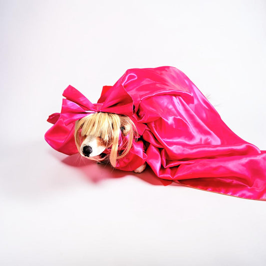 Lady Gaga pink pet costume, lady gaga dog costume, mutt gala pet costume, Lady Gaga pet Halloween costume, pet mett gala replica