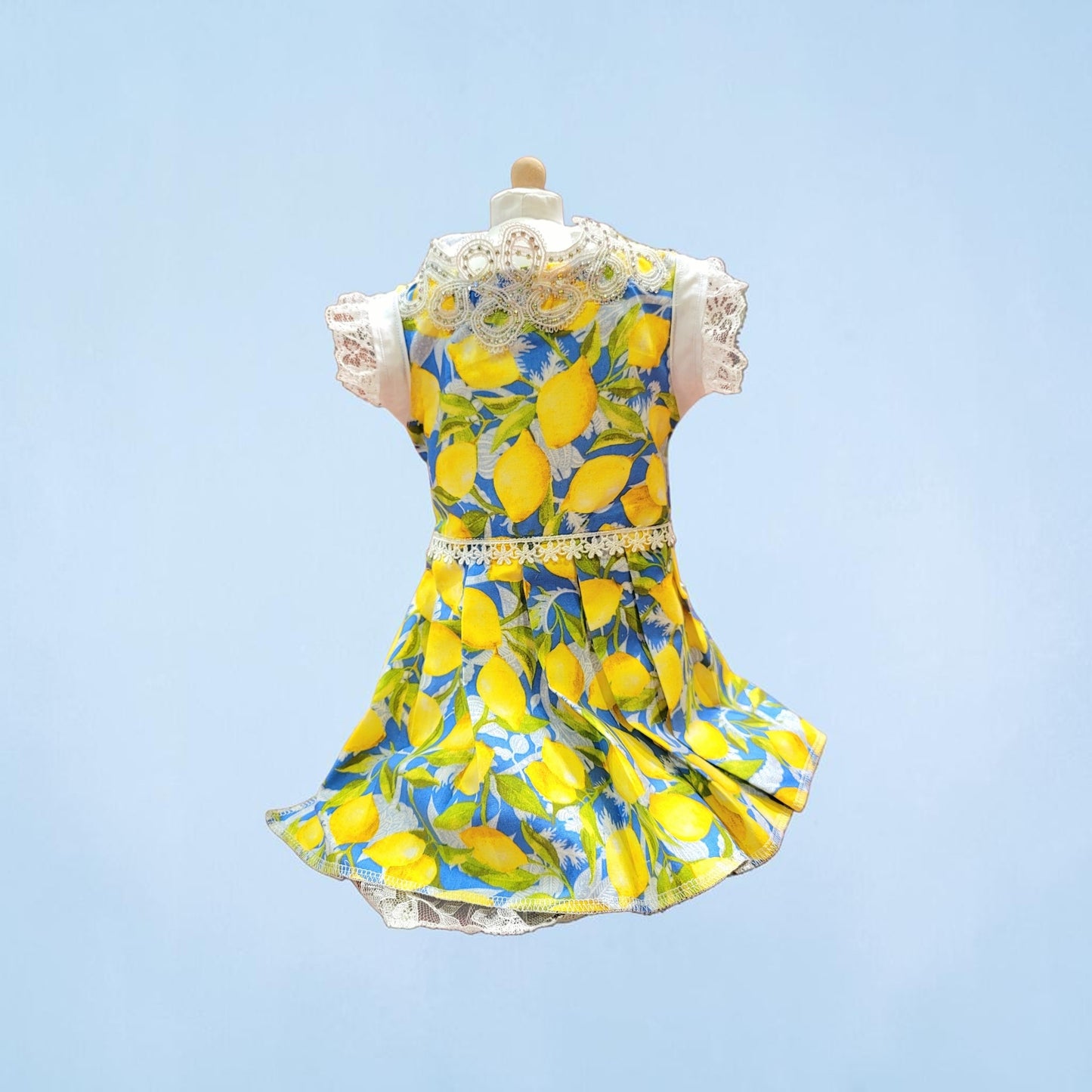 Lemon pet dress, lemon print dog dress, lemon cat dress, pet lemon dress