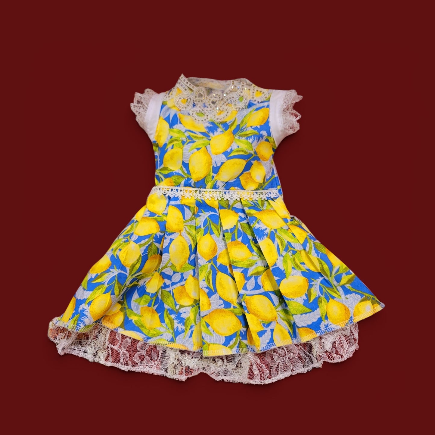 Lemon pet dress, lemon print dog dress, lemon cat dress, pet lemon dress