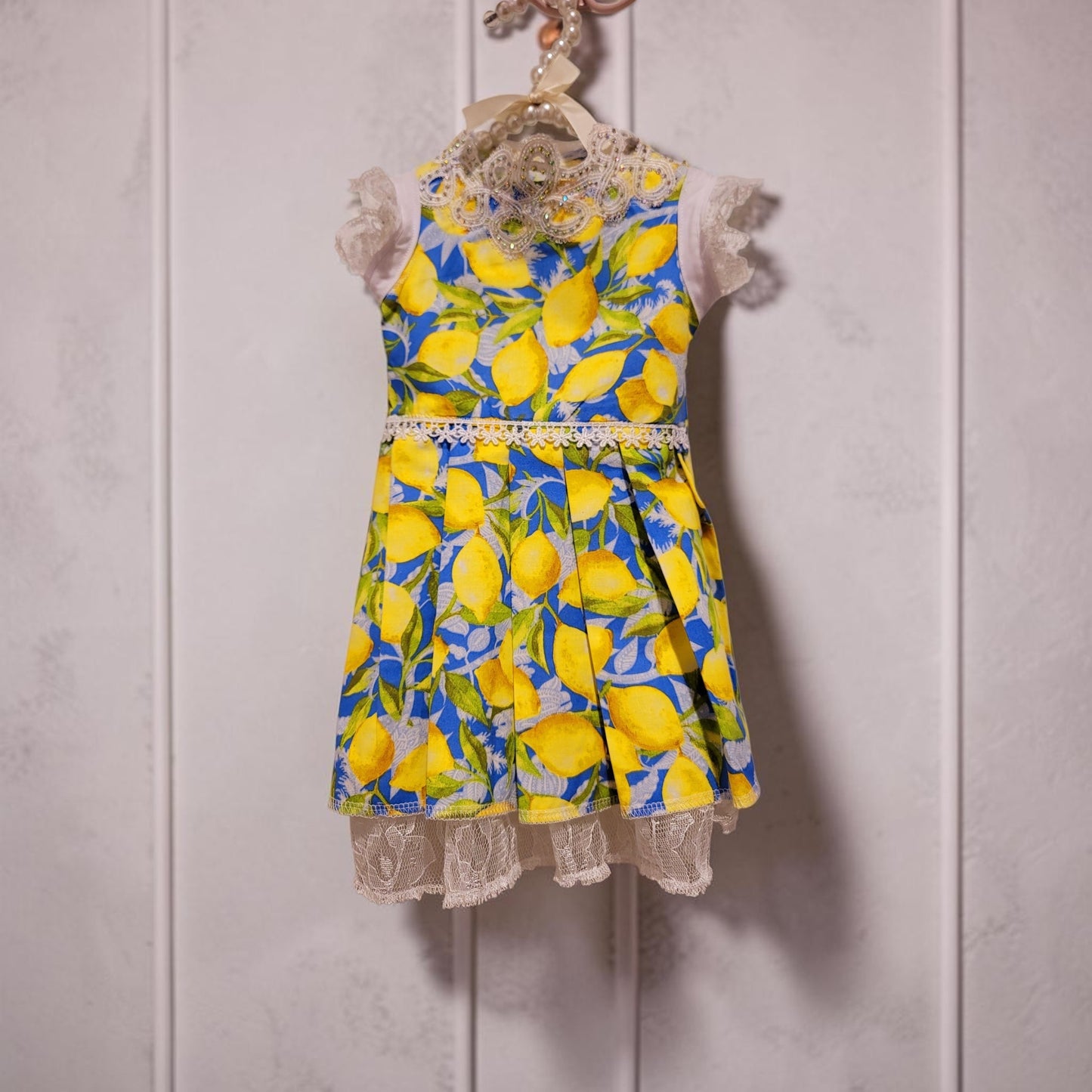 Lemon pet dress, lemon print dog dress, lemon cat dress, pet lemon dress