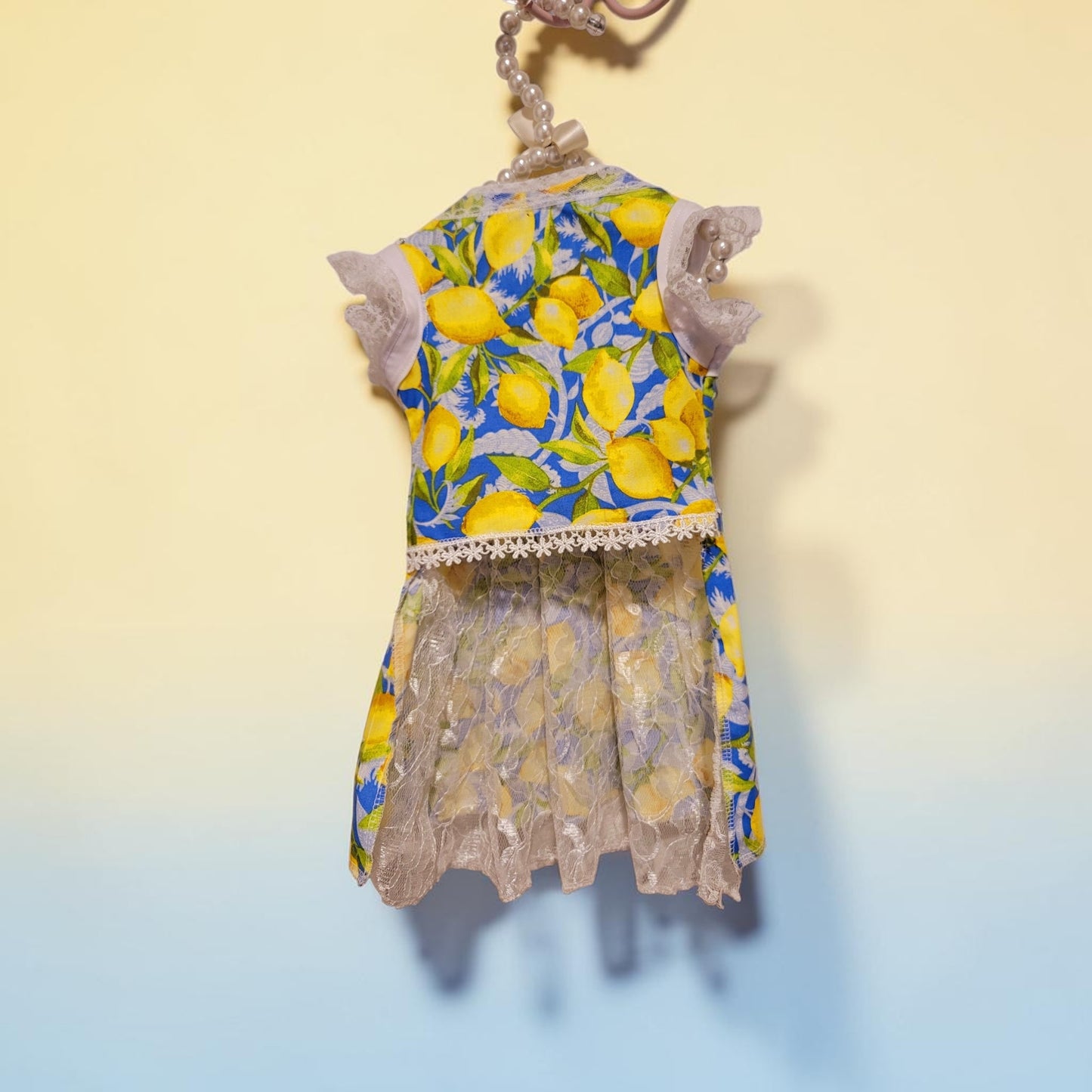 Lemon pet dress, lemon print dog dress, lemon cat dress, pet lemon dress
