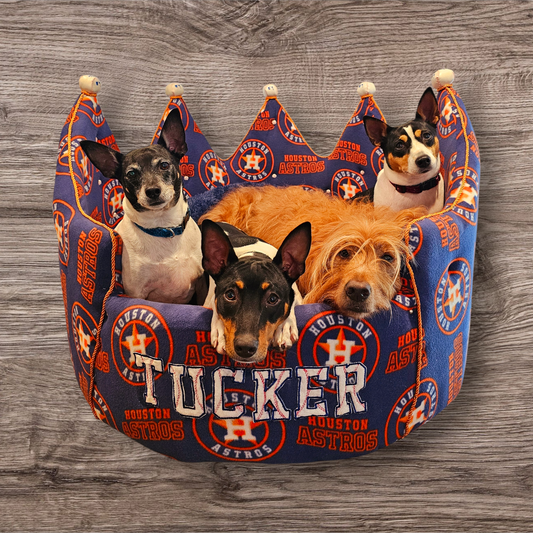 Houston Astros Crown Pet bed, Astros personalized crown pet bed