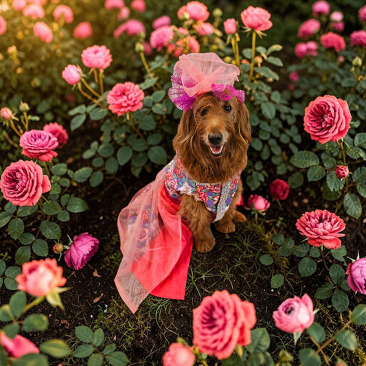 Kentucky derby pet dress and hat, Kentucky derby dog dress and hat, flower pet dress and hat, couture pet dress