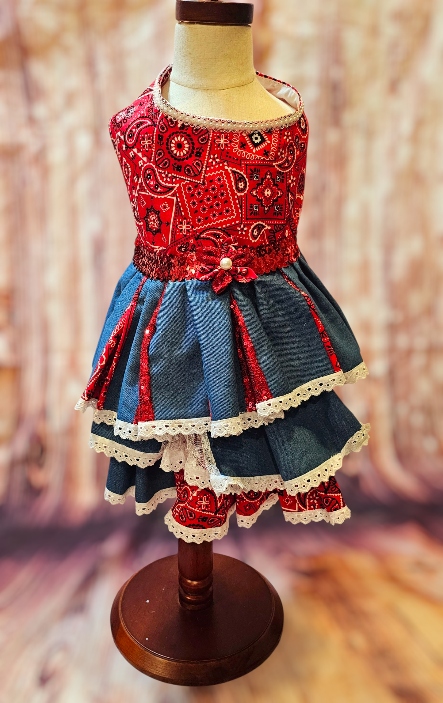 Western cowgirl pet dress, western cowgirl dog dress, western cowgirl cat costume