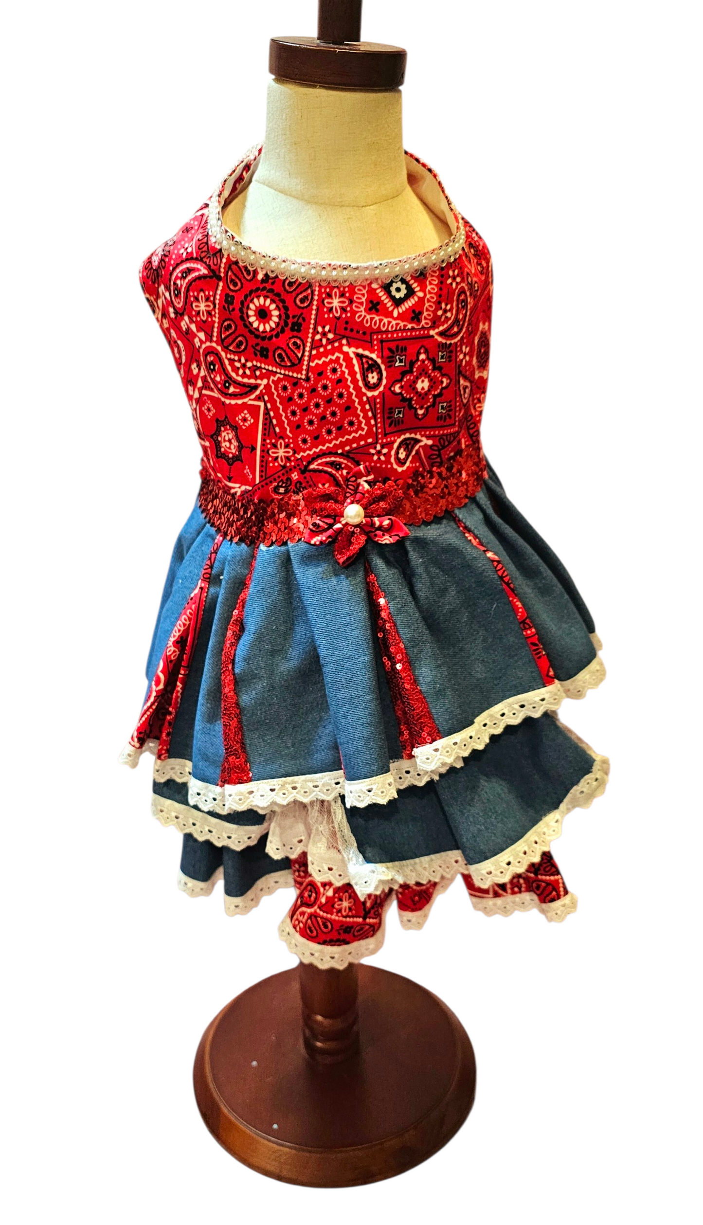 Western cowgirl pet dress, western cowgirl dog dress, western cowgirl cat costume