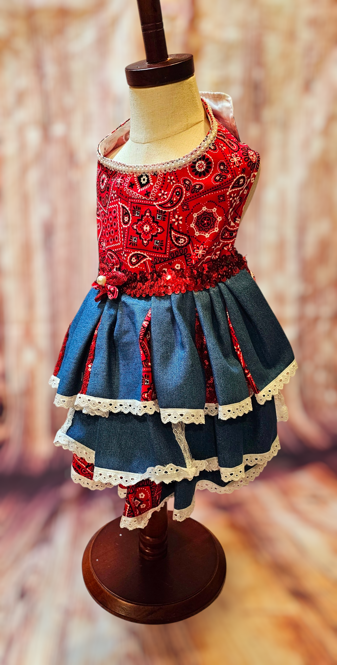 Western cowgirl pet dress, western cowgirl dog dress, western cowgirl cat costume