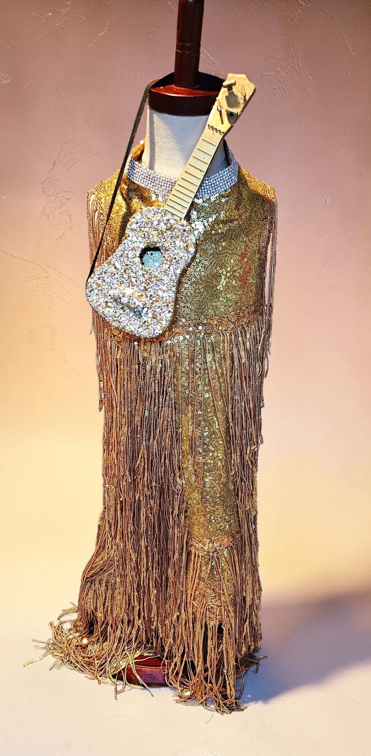 Fearless Era pet costume, Taylor Swift Fearless era pet costume, Gold sequin tassel pet dress, Fearless dog costume, Fearless cat costume