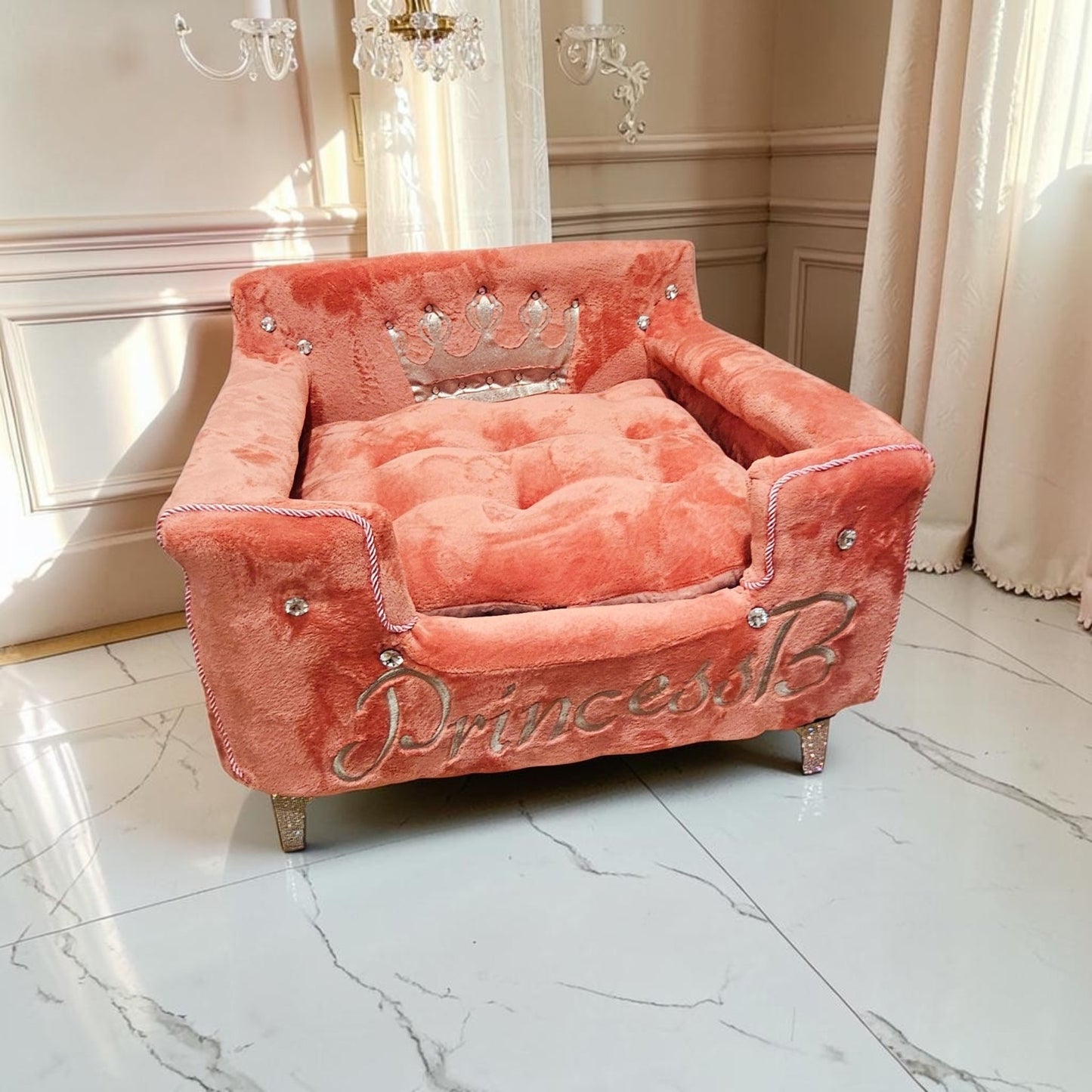 Princess luxury pet bed, personalized pet bed, princess dog bed
