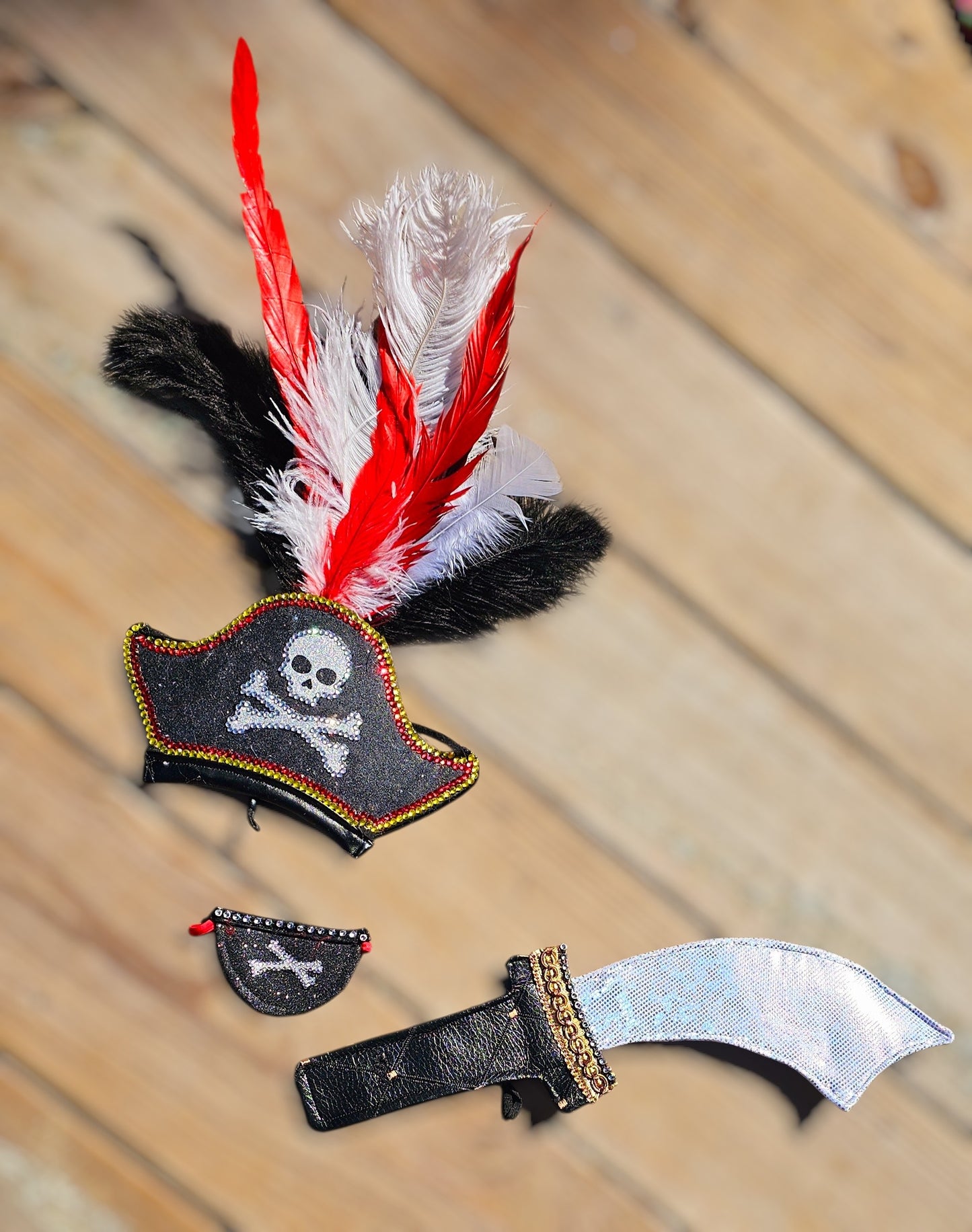 Pet Pirate hat, pet pirate sword, pet pirate patch, pirate pet costume