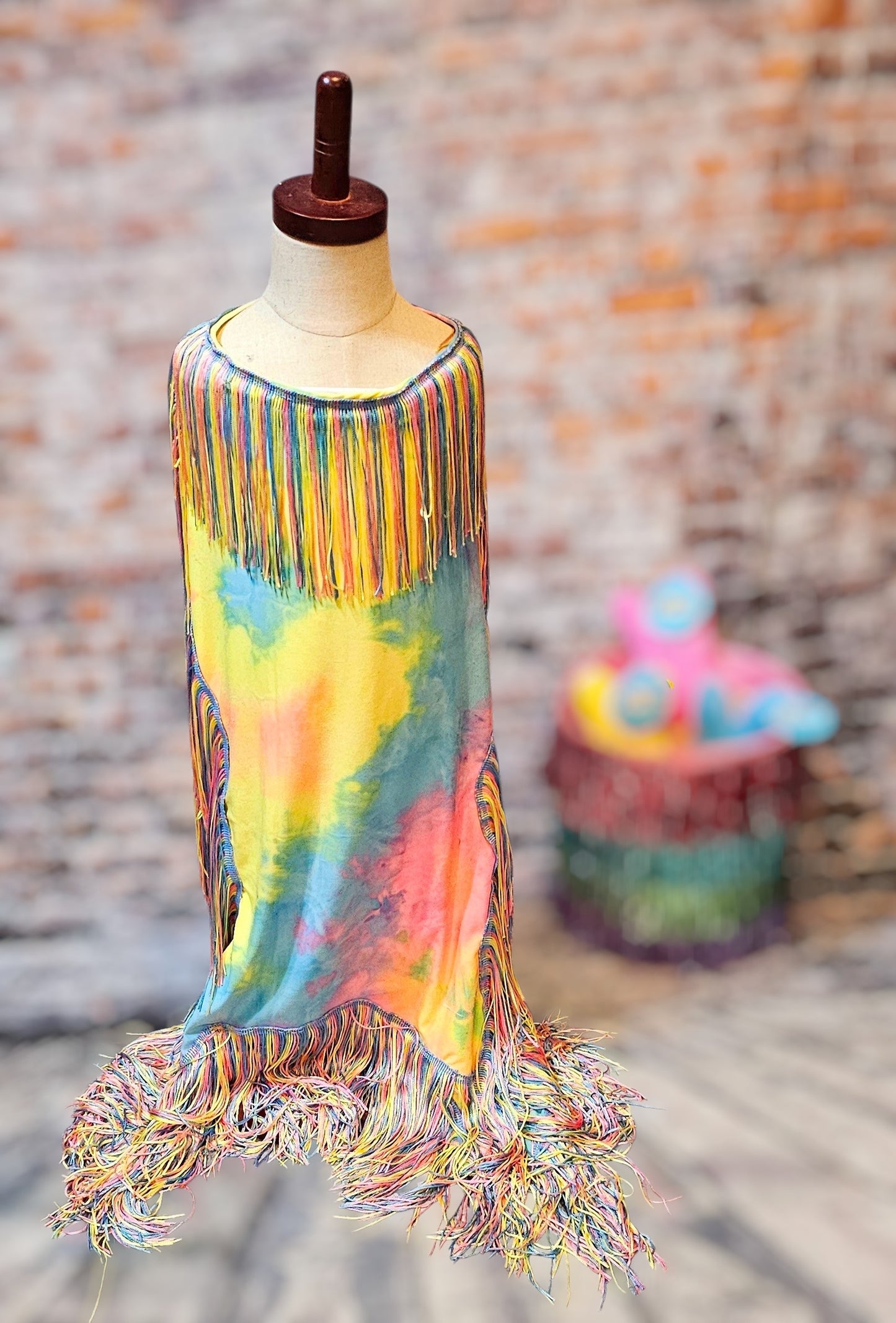 Tie-Dye tassel pet dress, Easter egg pet dress, 70s fringe pet costume, Tie-dye fringe pet costume, fringe dog costume, Tie dye cat dress