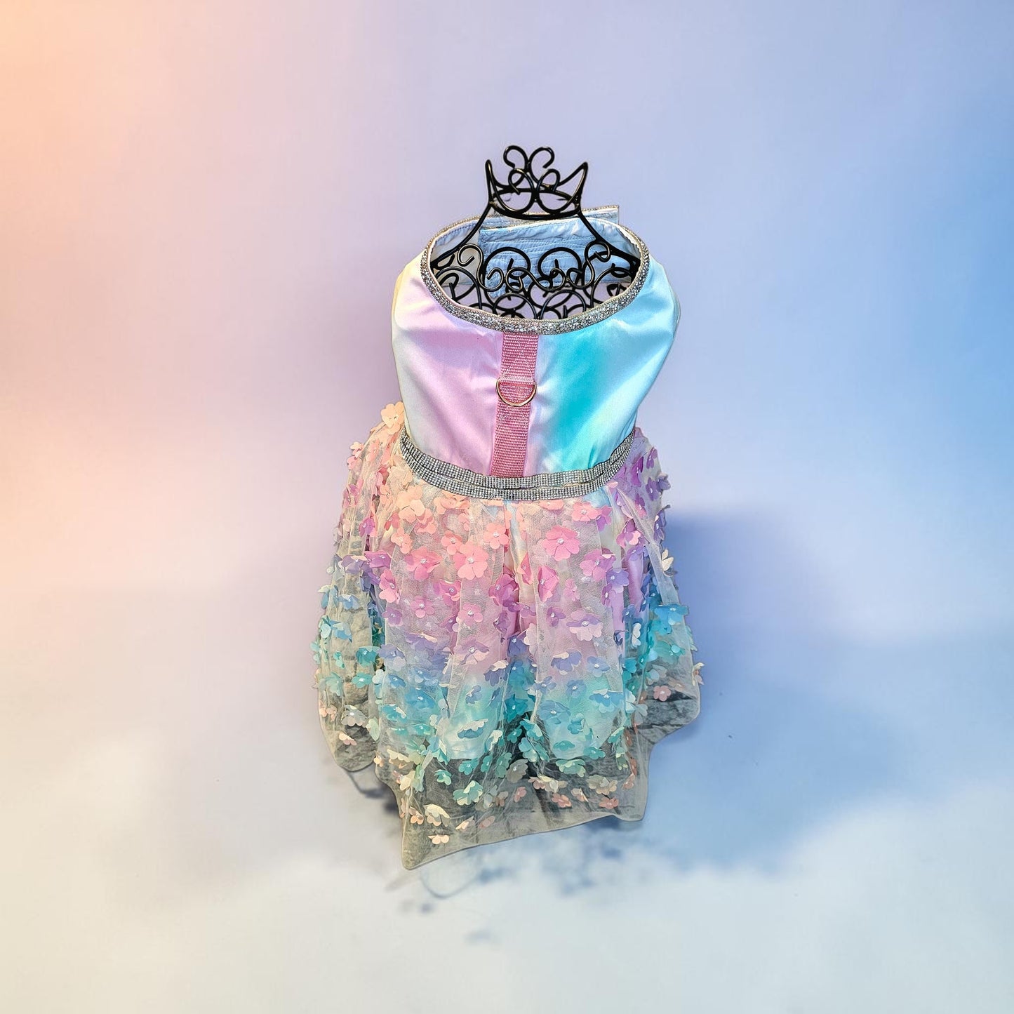 Flower pet dress, flower dog dress, flower cat dress, pastel pet dress, special occasion pet dress, couture pet dress, 3D flower pet dress
