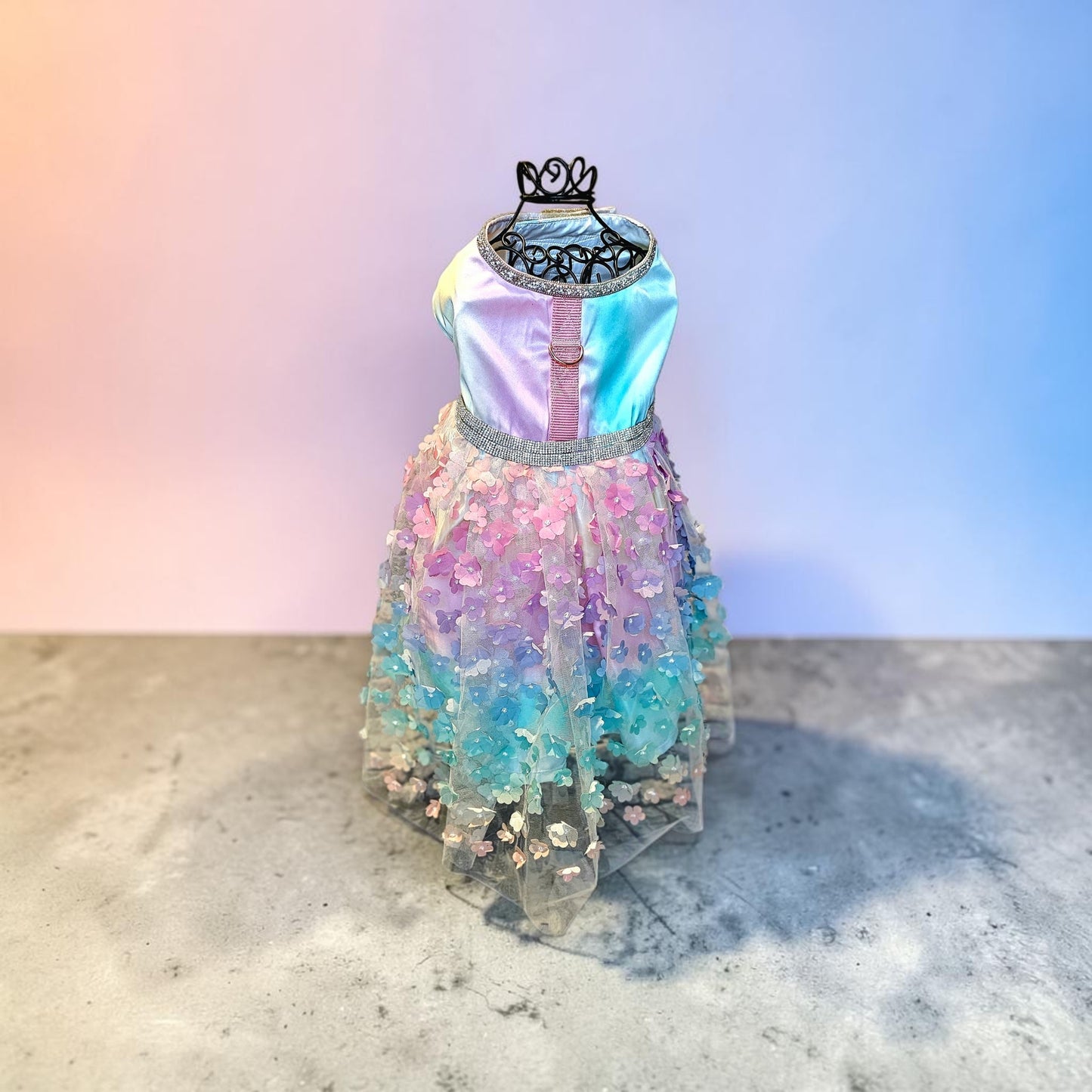 Flower pet dress, flower dog dress, flower cat dress, pastel pet dress, special occasion pet dress, couture pet dress, 3D flower pet dress