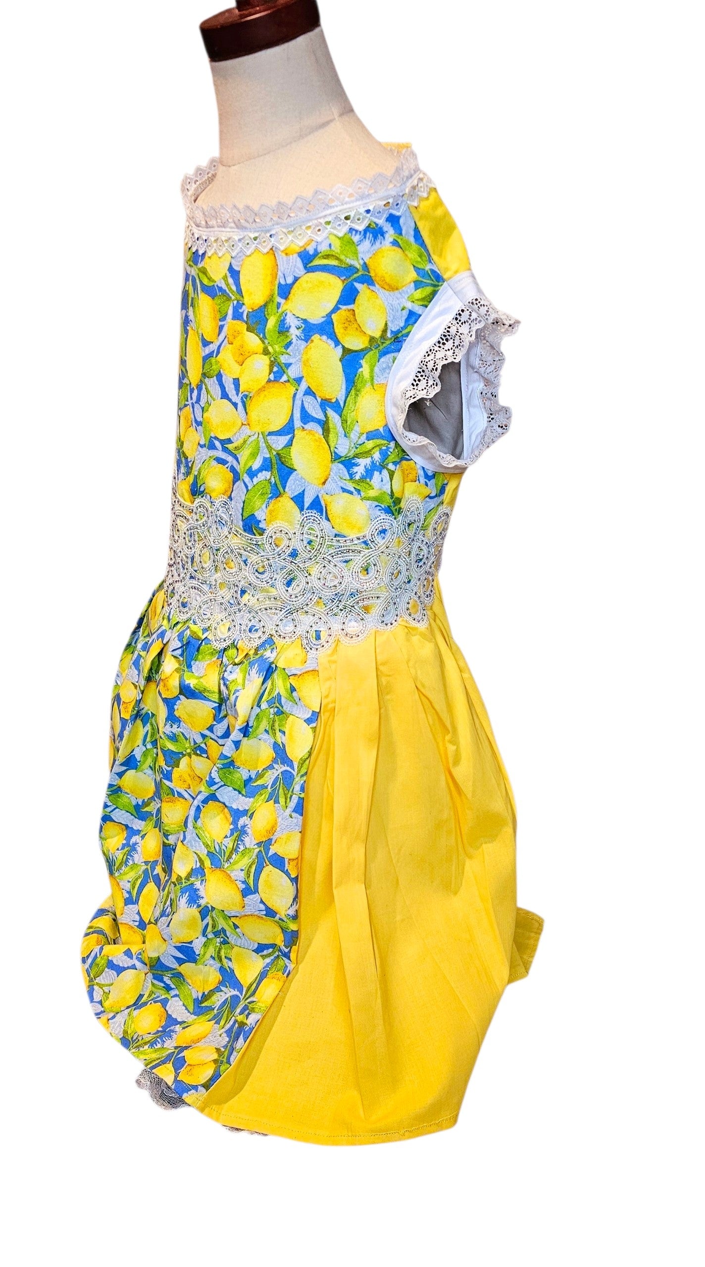Lemon pet dress, lemon print dog dress, lemon cat dress, pet lemon dress