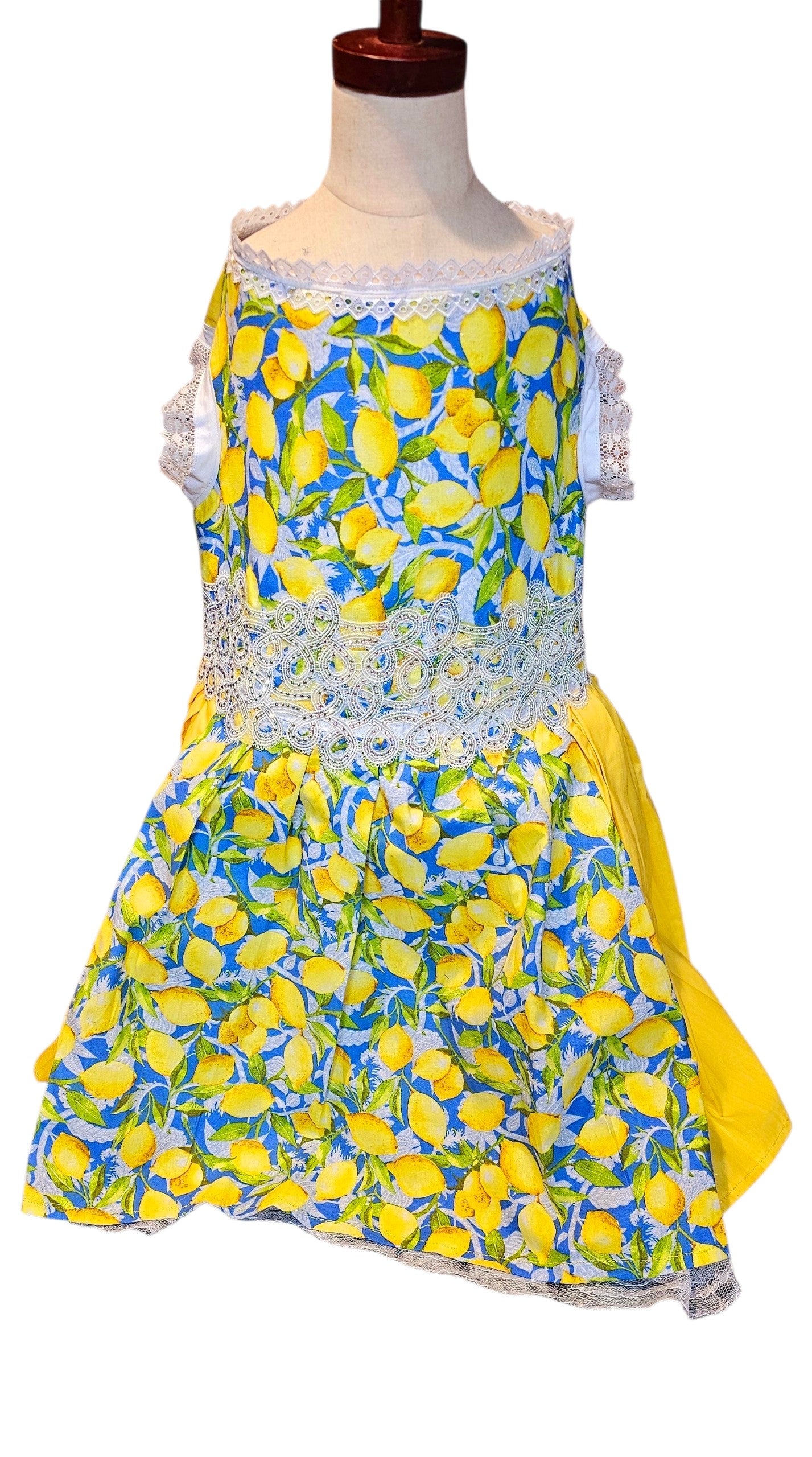 Lemon pet dress, lemon print dog dress, lemon cat dress, pet lemon dress