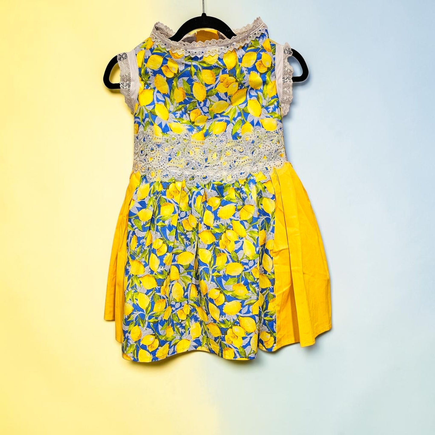 Lemon pet dress, lemon print dog dress, lemon cat dress, pet lemon dress