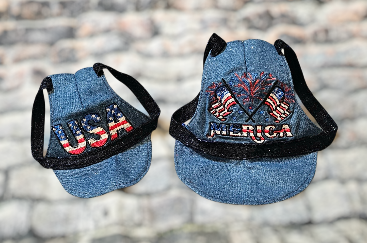 Patriotic Blue Jean pet hat, personalized pet hat, blue jean USA pet hat