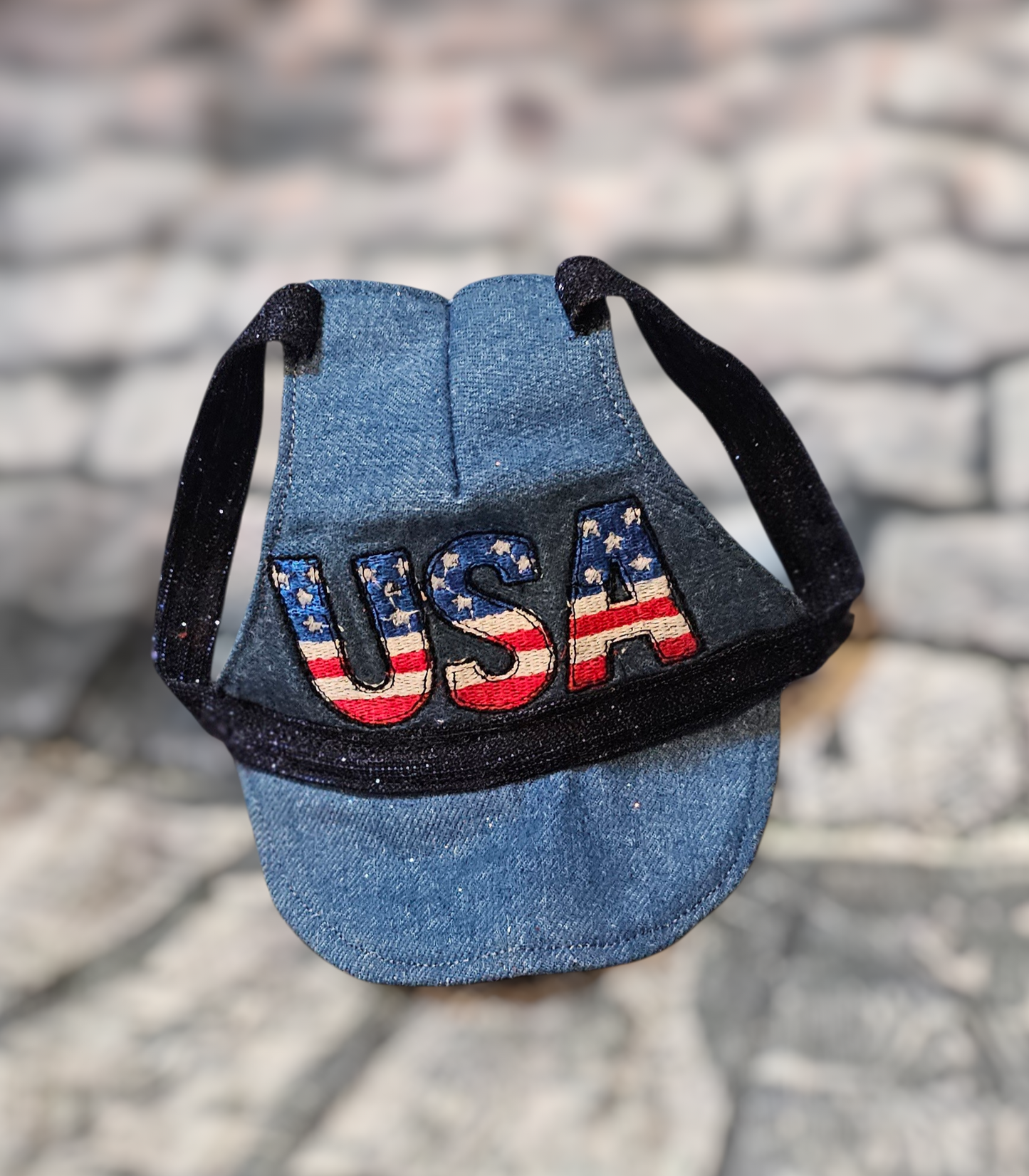 Patriotic Blue Jean pet hat, personalized pet hat, blue jean USA pet hat