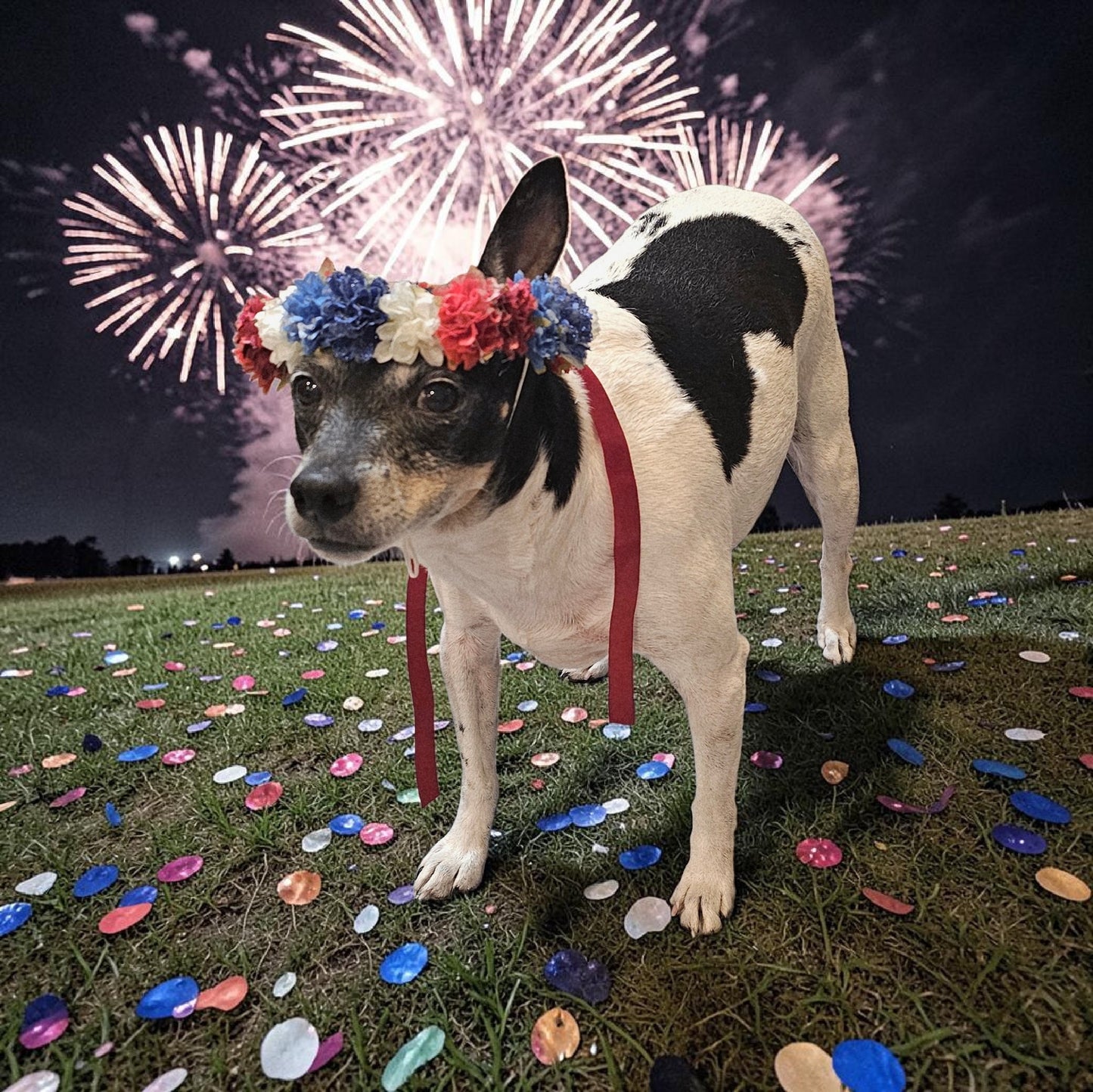 Flower crown for pets, pet flower chaplets, flower head wreath for pets, patriotic flower crown pets