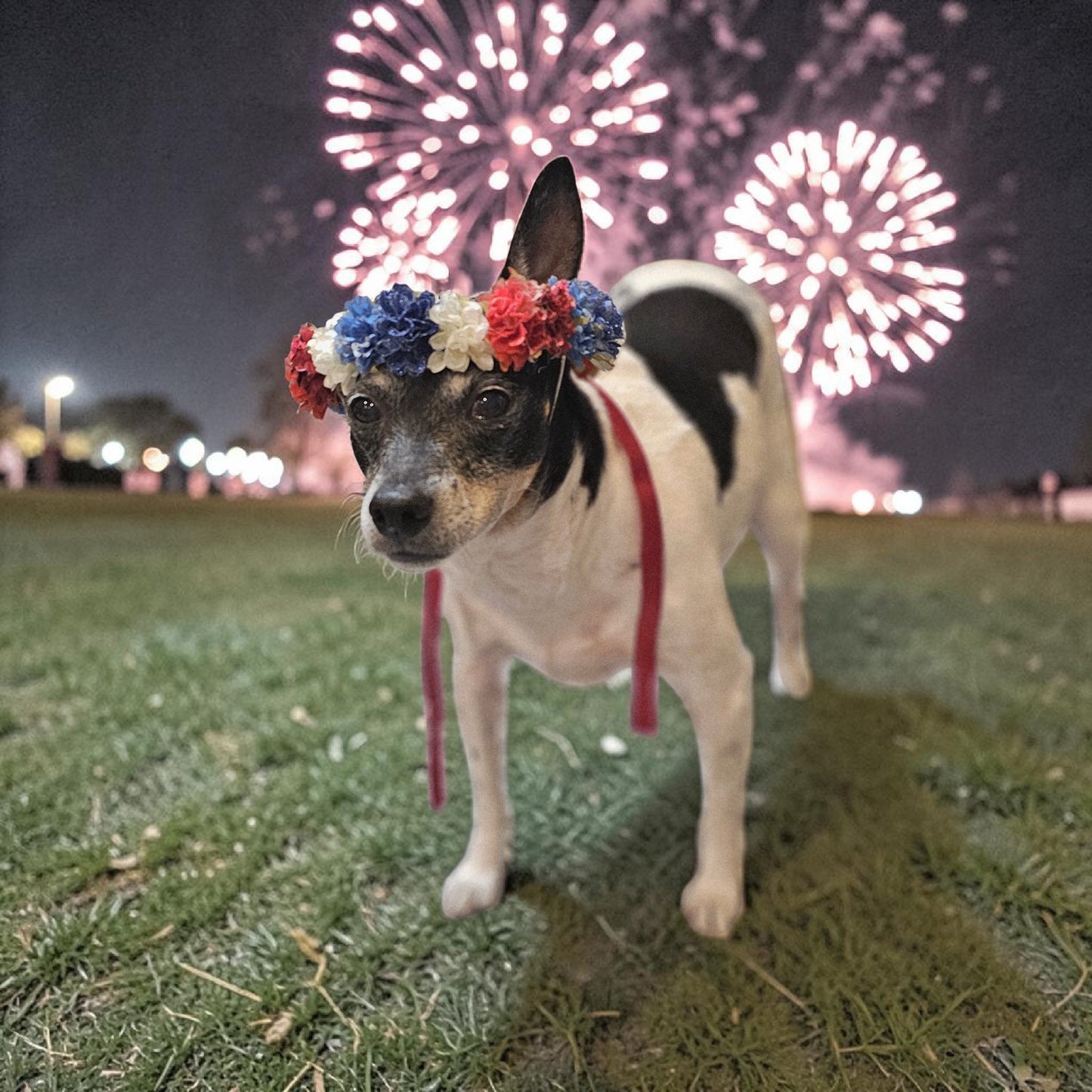 Flower crown for pets, pet flower chaplets, flower head wreath for pets, patriotic flower crown pets
