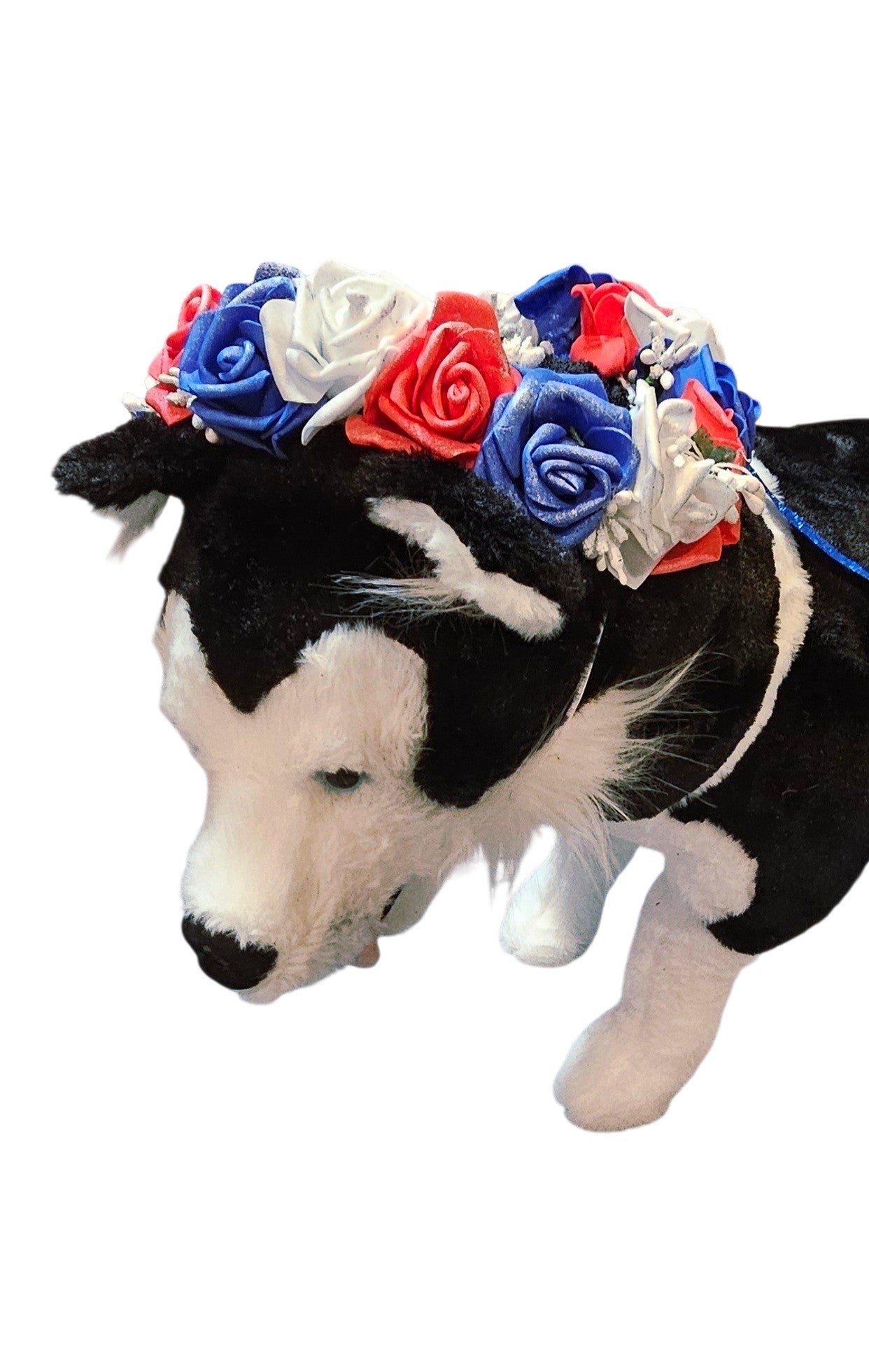 Flower crown for pets, pet flower chaplets, flower head wreath for pets, patriotic flower crown pets