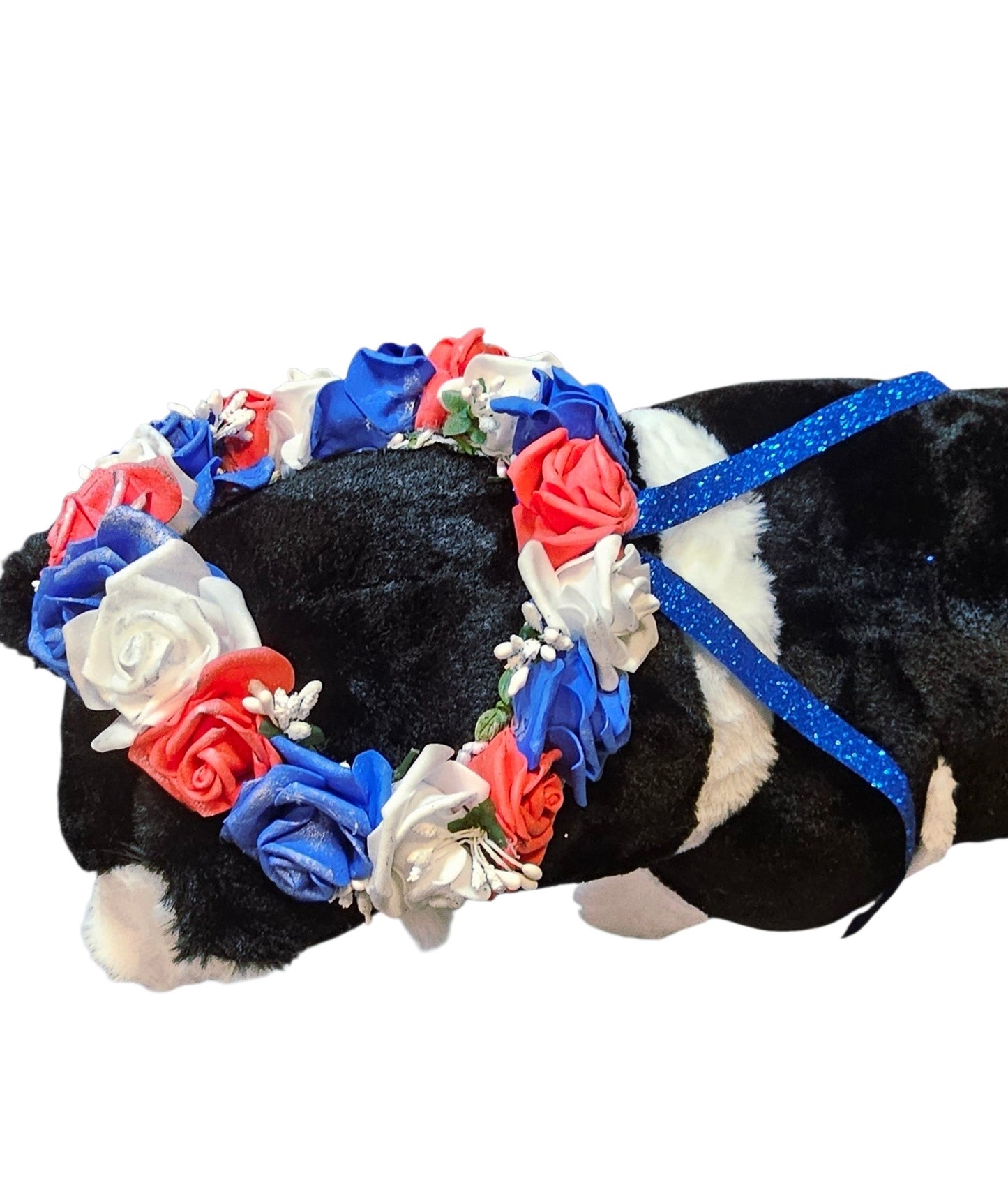 Flower crown for pets, pet flower chaplets, flower head wreath for pets, patriotic flower crown pets