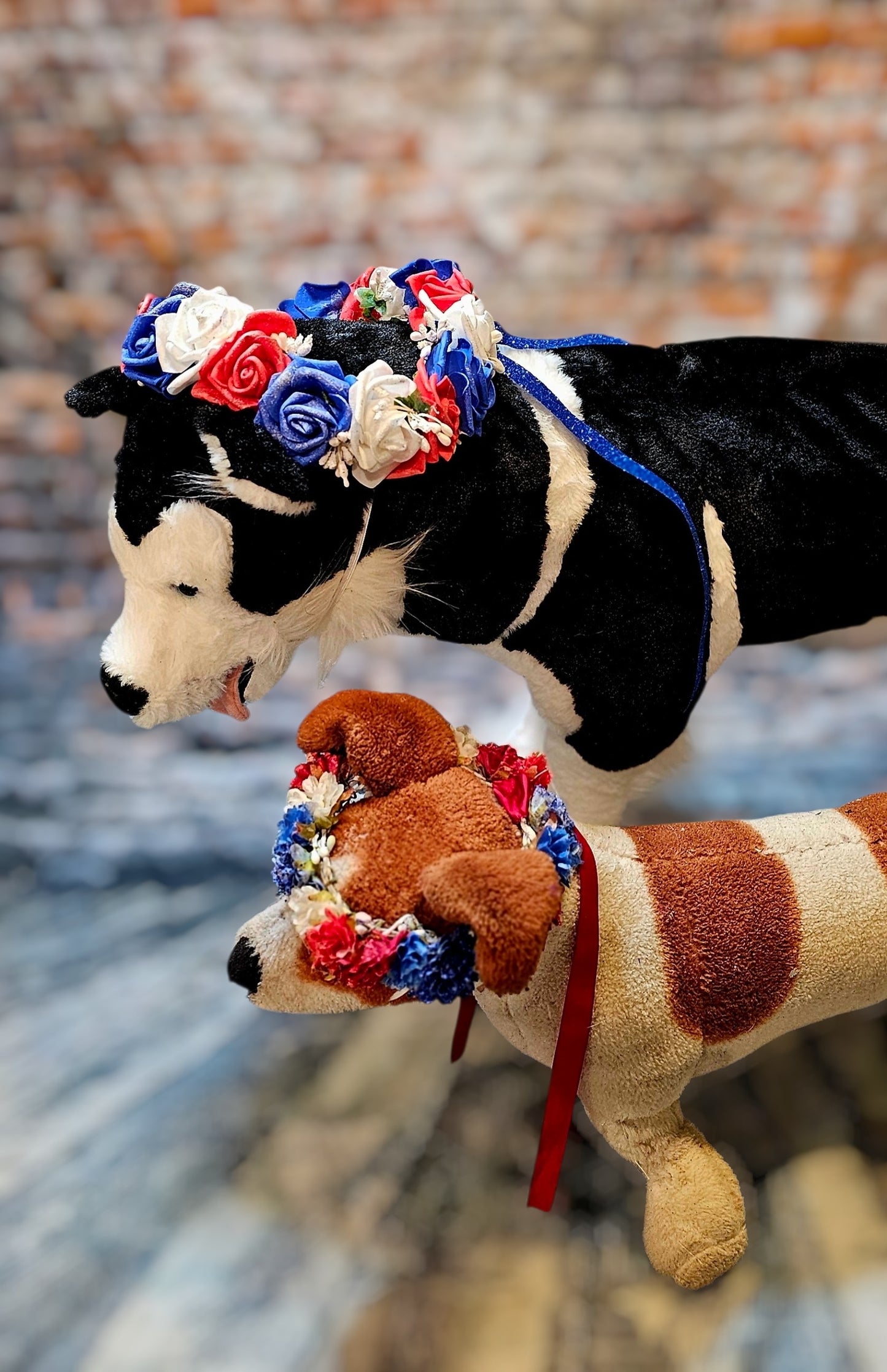 Flower crown for pets, pet flower chaplets, flower head wreath for pets, patriotic flower crown pets