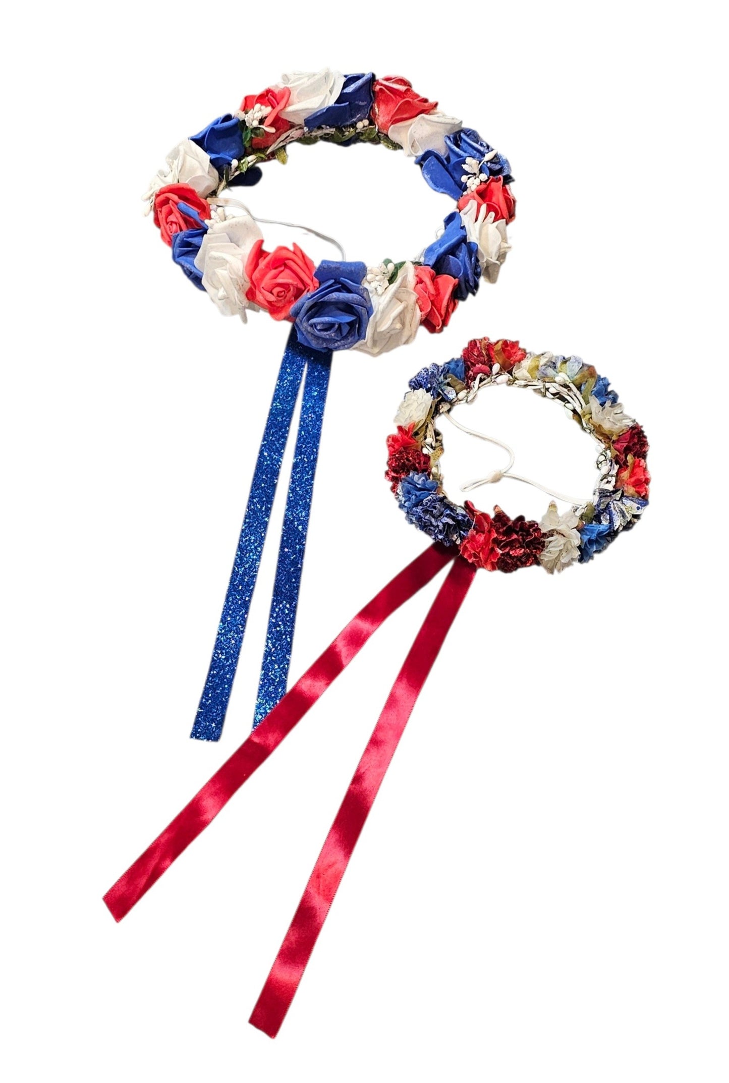 Flower crown for pets, pet flower chaplets, flower head wreath for pets, patriotic flower crown pets