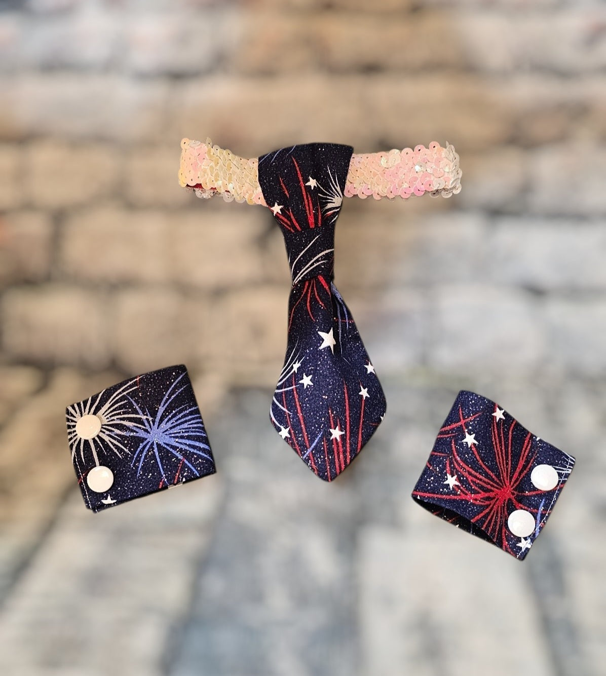 Patriotic Pet Tie and cuffs, Tie and cuffs for pets