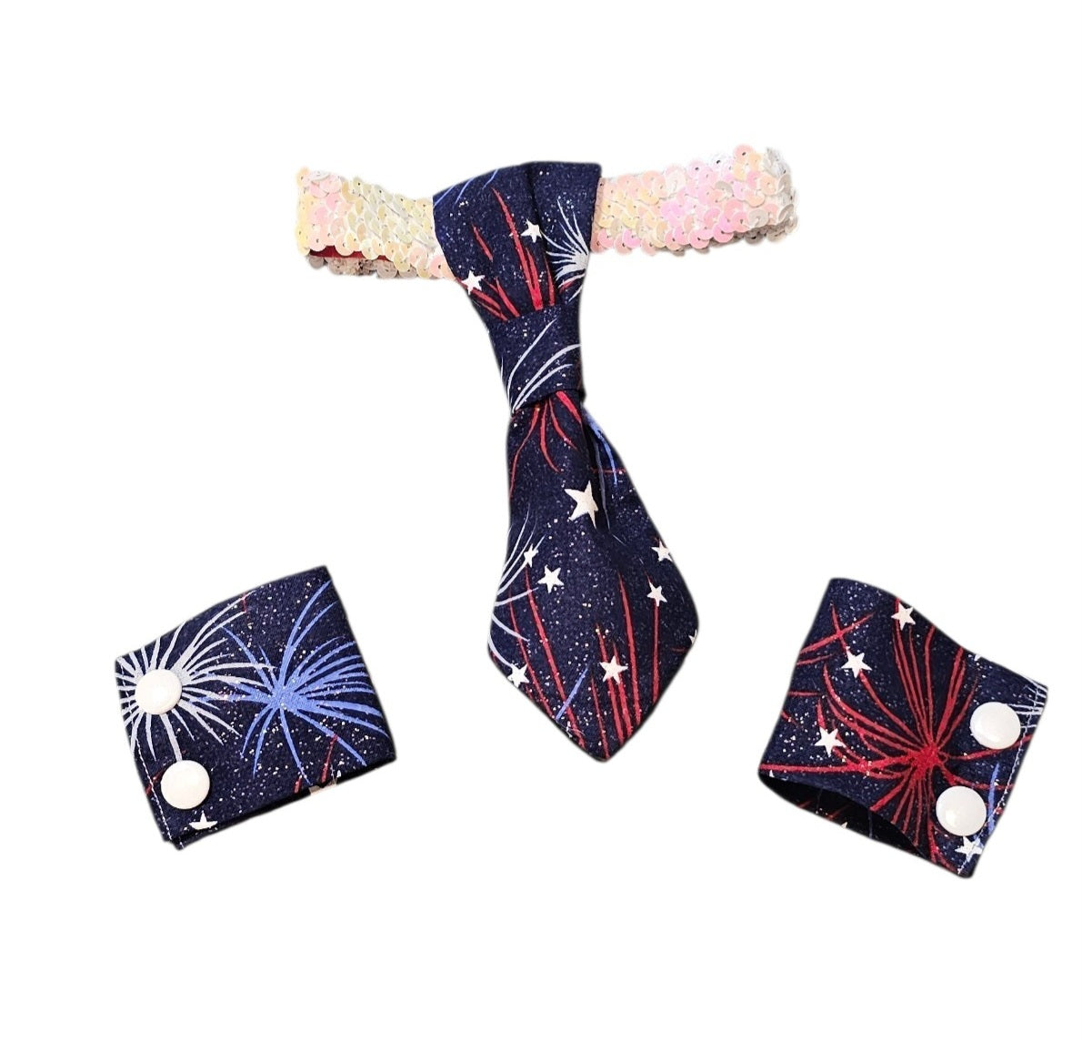 Patriotic Pet Tie and cuffs, Tie and cuffs for pets
